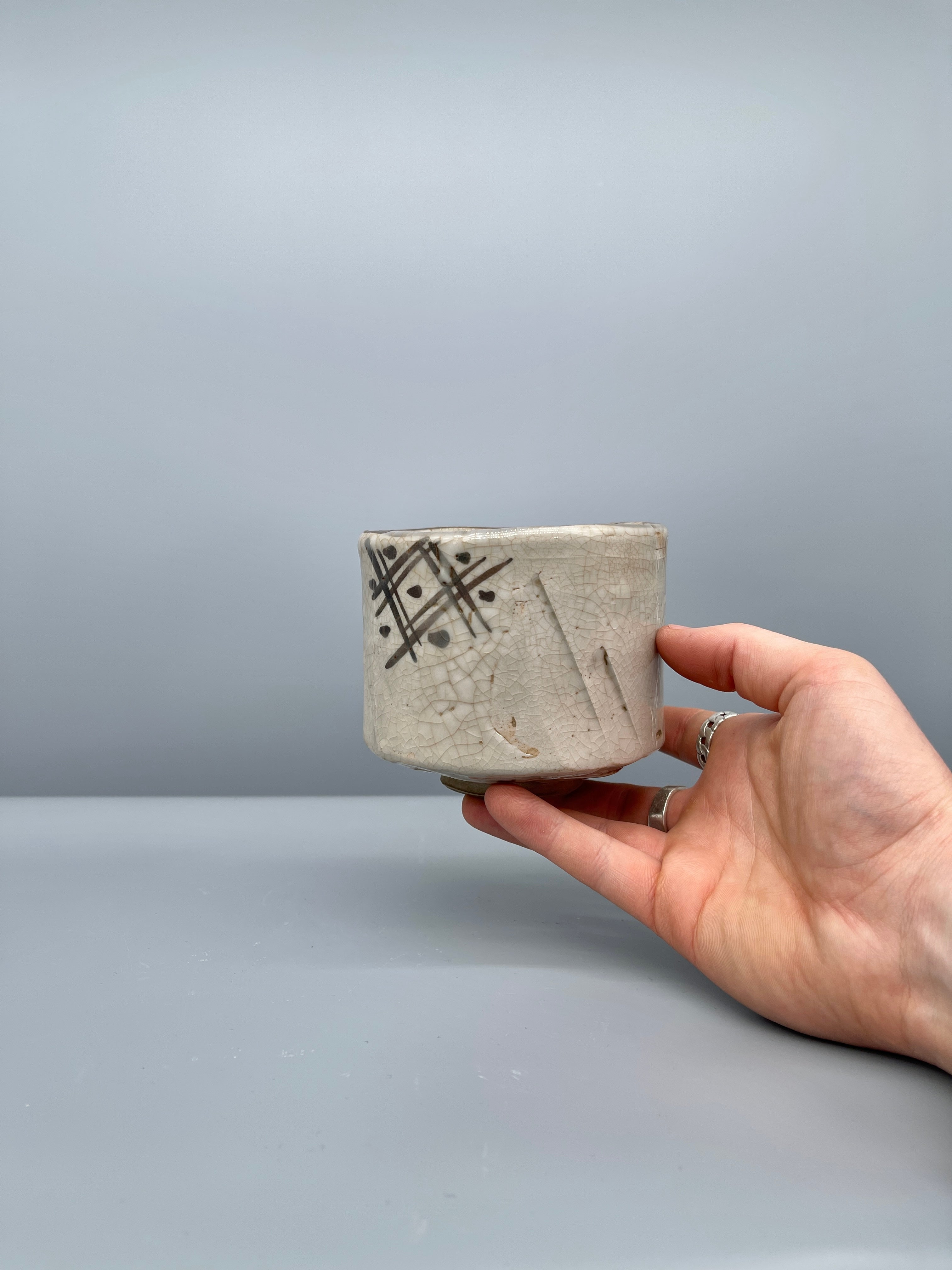 Vintage Japanese Chawan Tea Bowl, Shino Glaze