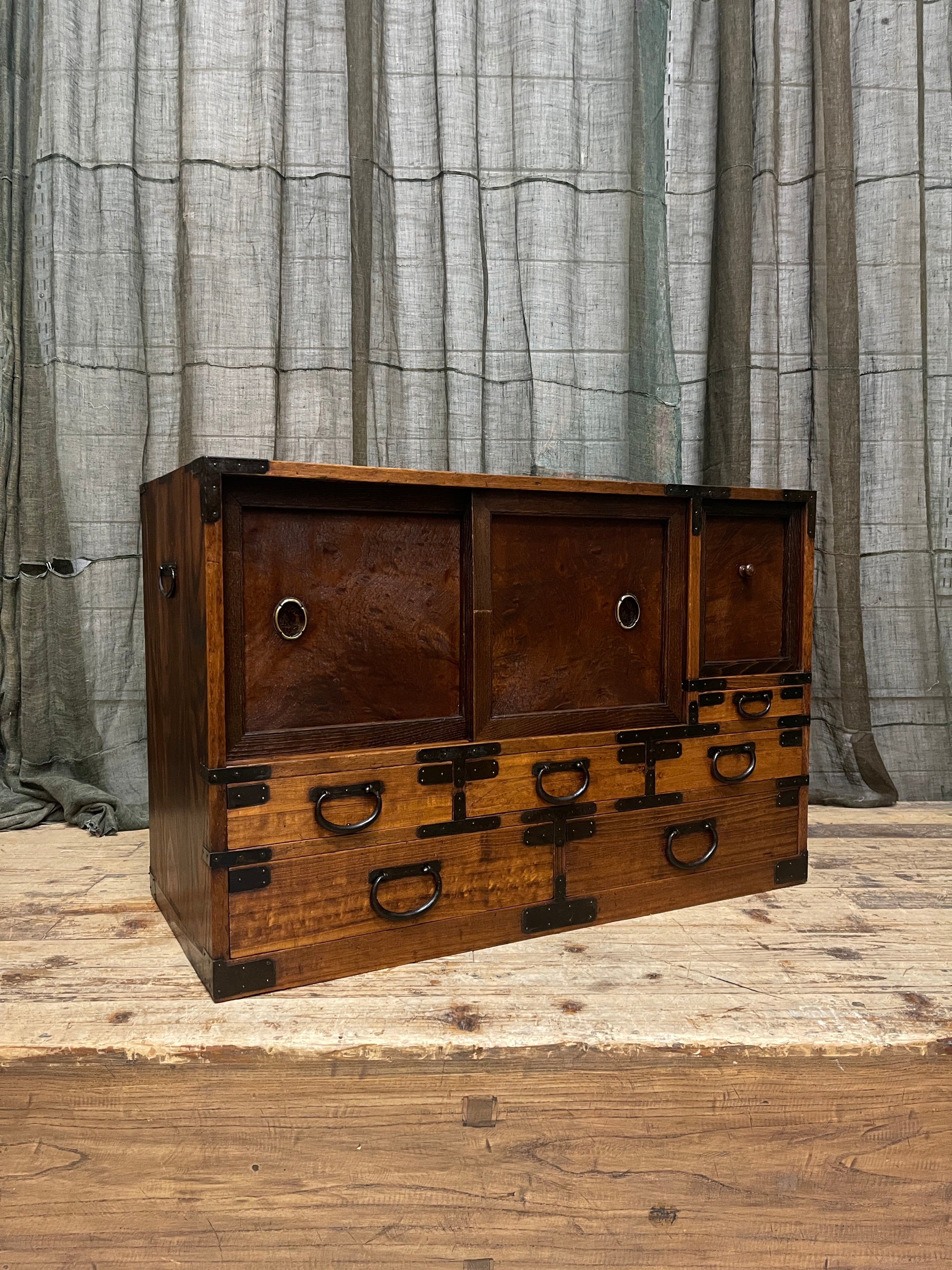 Antique Japanese Low Cabinet from Kyoto - Paulownia & Elm | Meiji