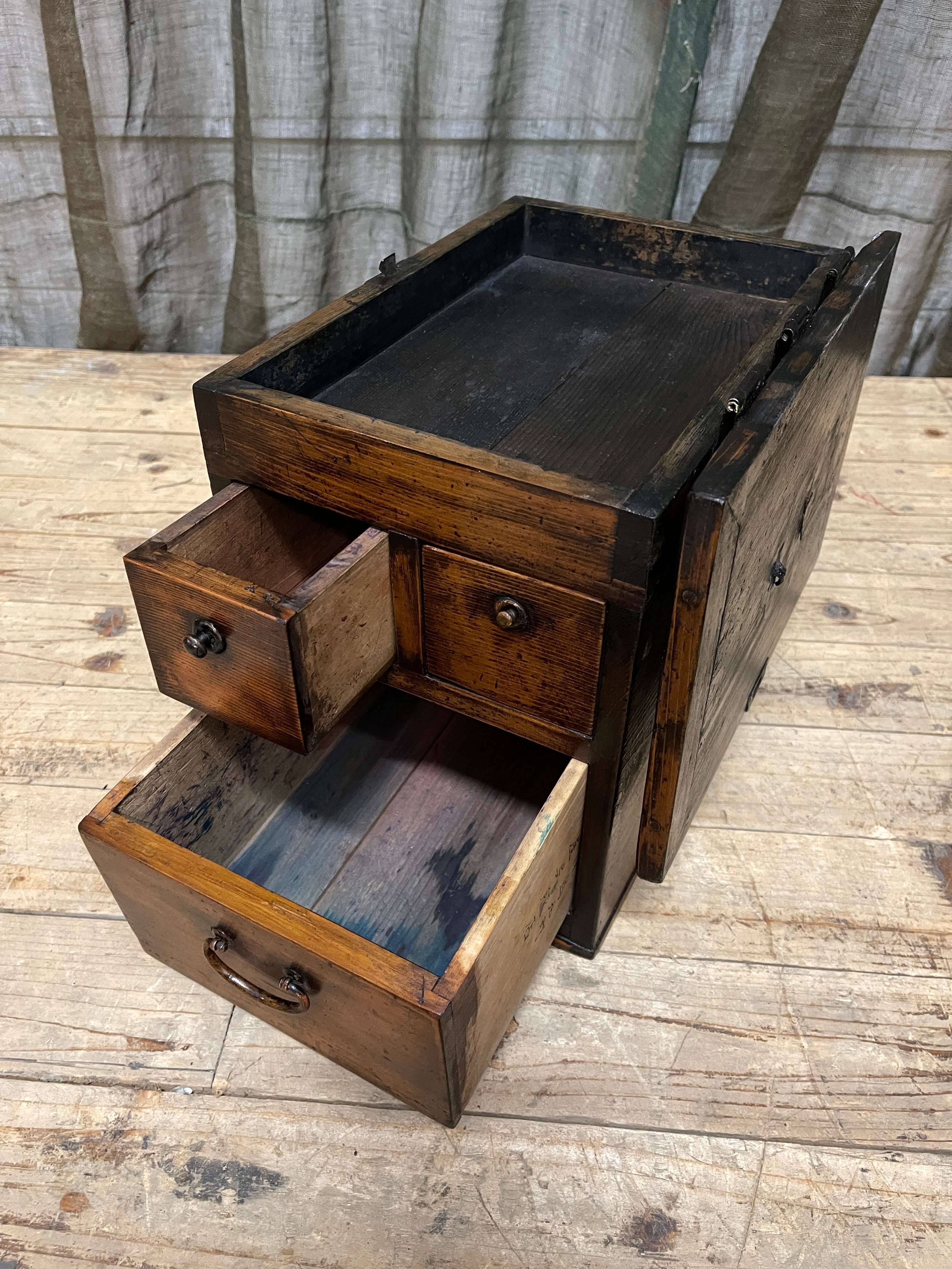 Suzuri Bako, Japanese Calligraphy Box - Cypress| Meiji