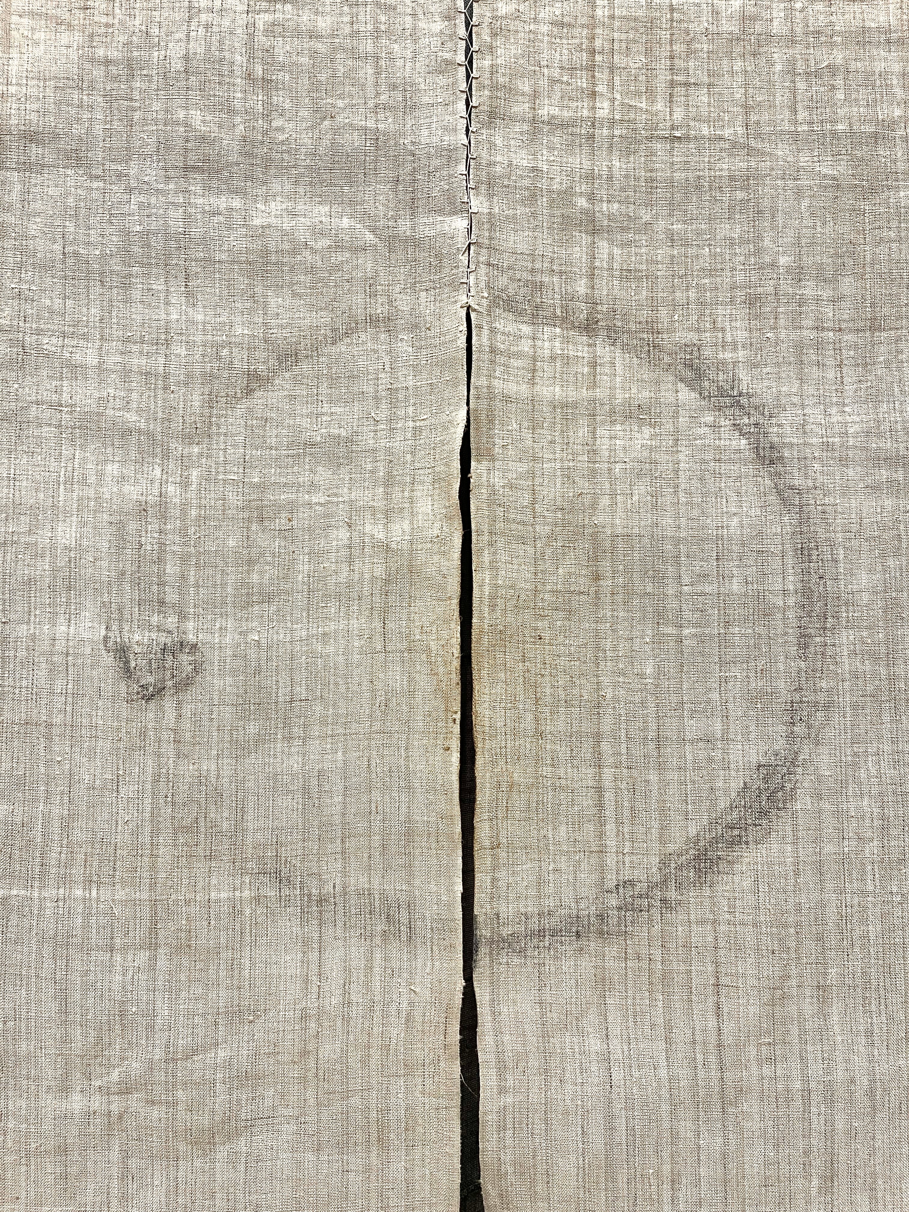 Vintage Japanese Hemp Noren, Panelled Curtain