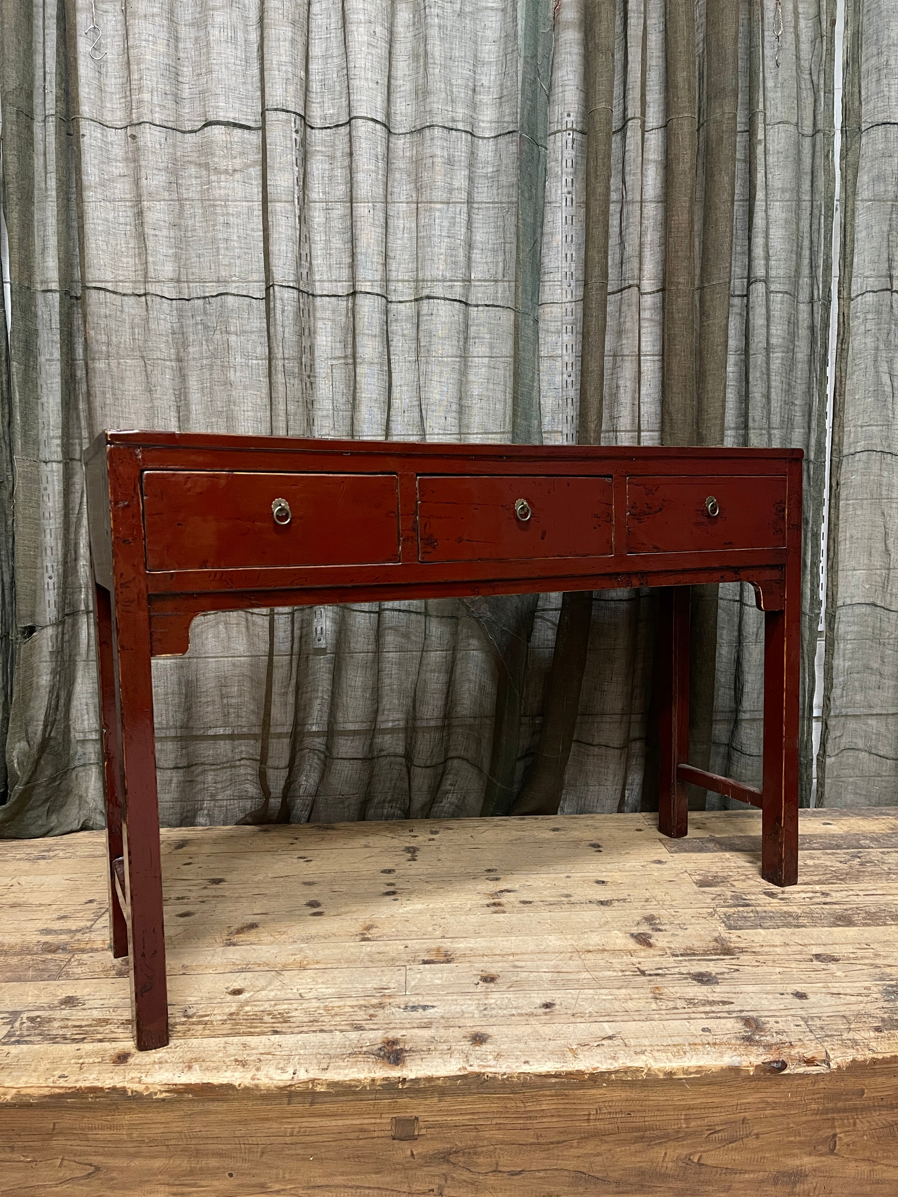 Provincial Style Deep Red Chinese Lacquered Hall Table (Copy)