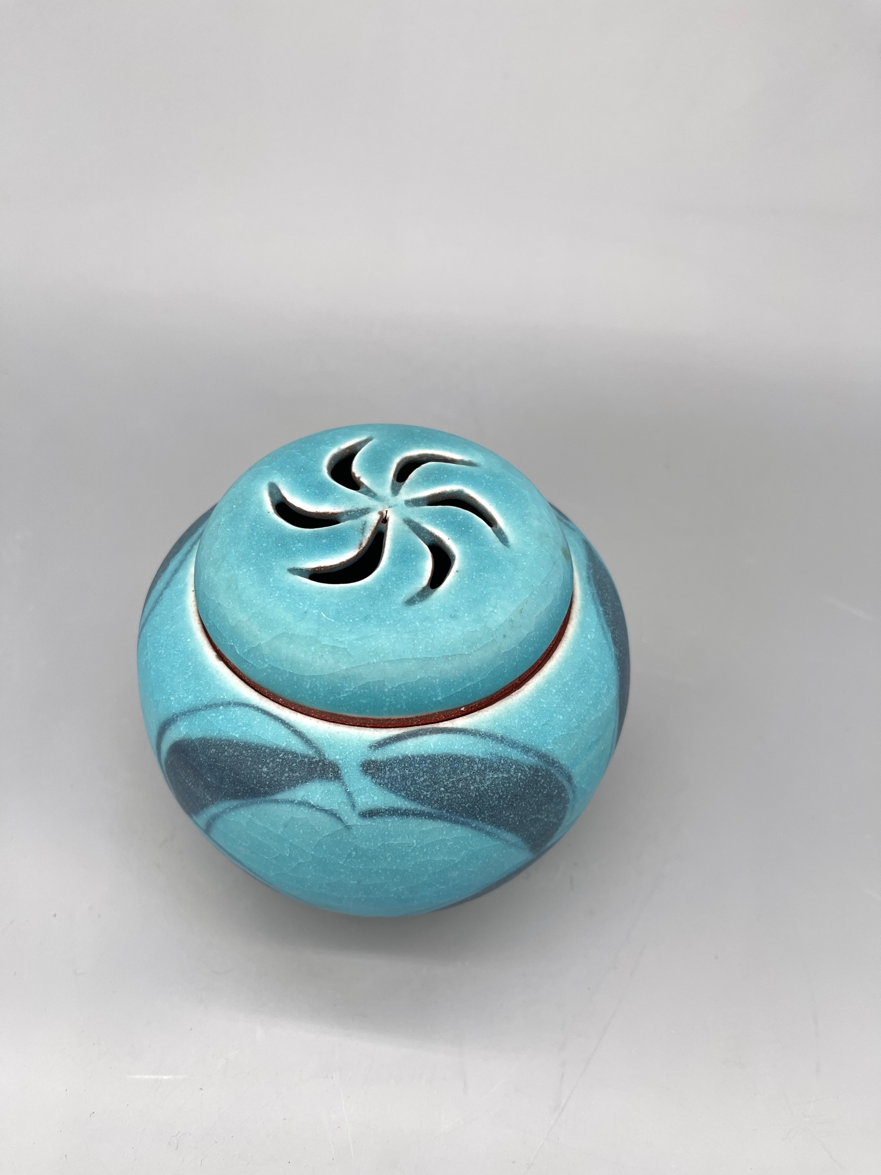 Japanese Koro, Incense Burner with Turquoise Glaze From Gifu