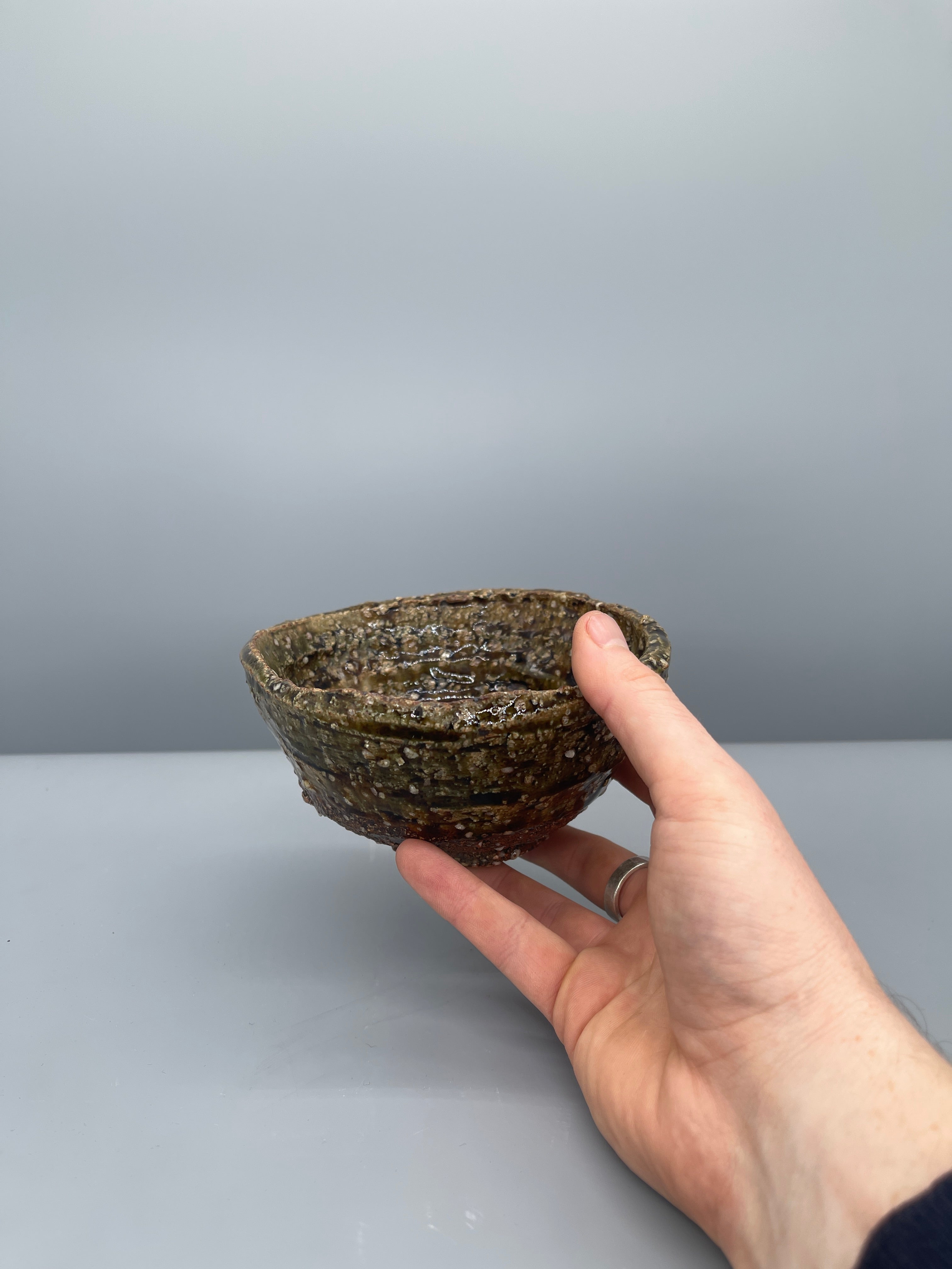 Vintage Japanese Textural Chawan, Tea Bowl - Earthy Ash Glaze