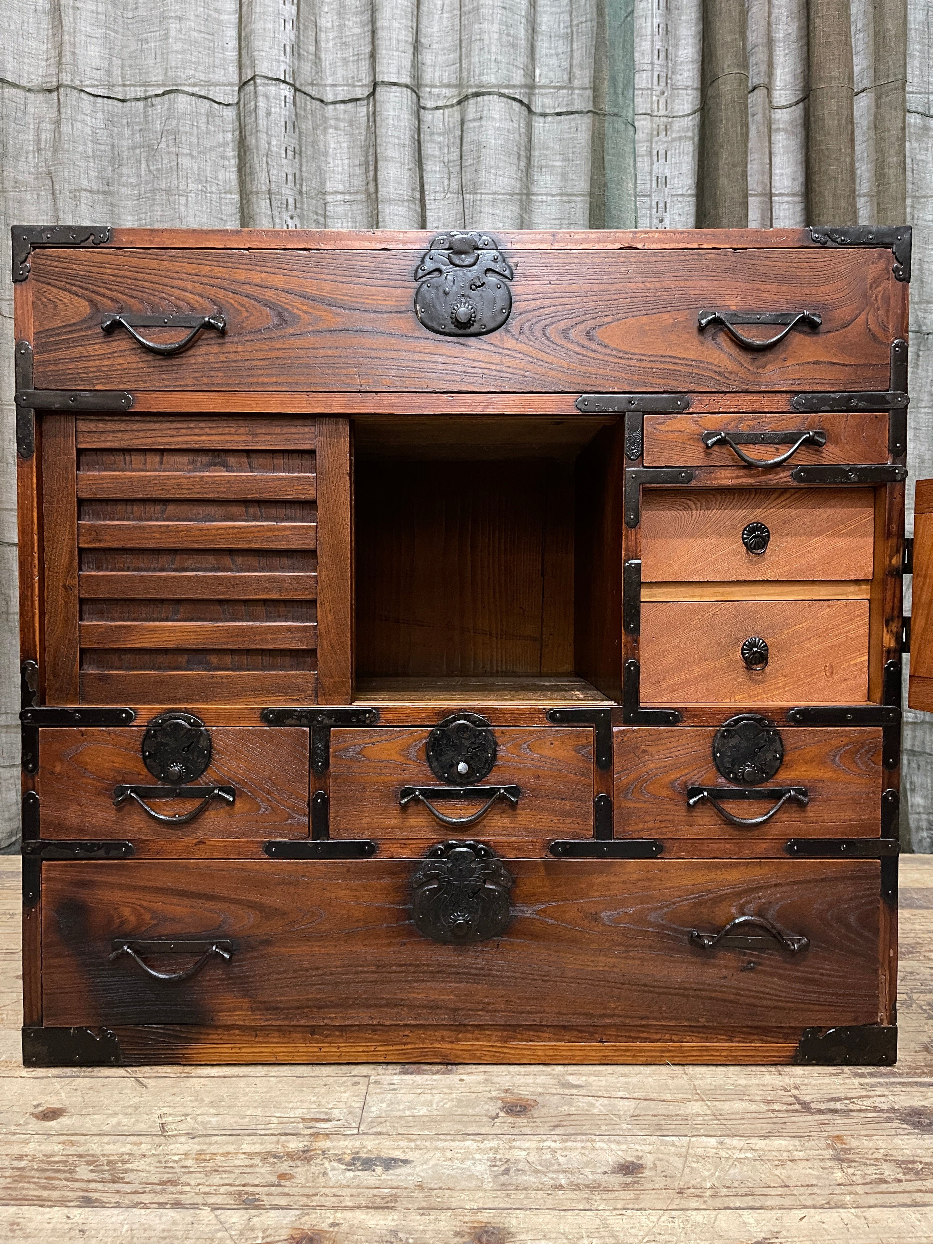 Japanese Choba Dansu, Merchant’s Chest from Matsumoto–  Elm | Meiji