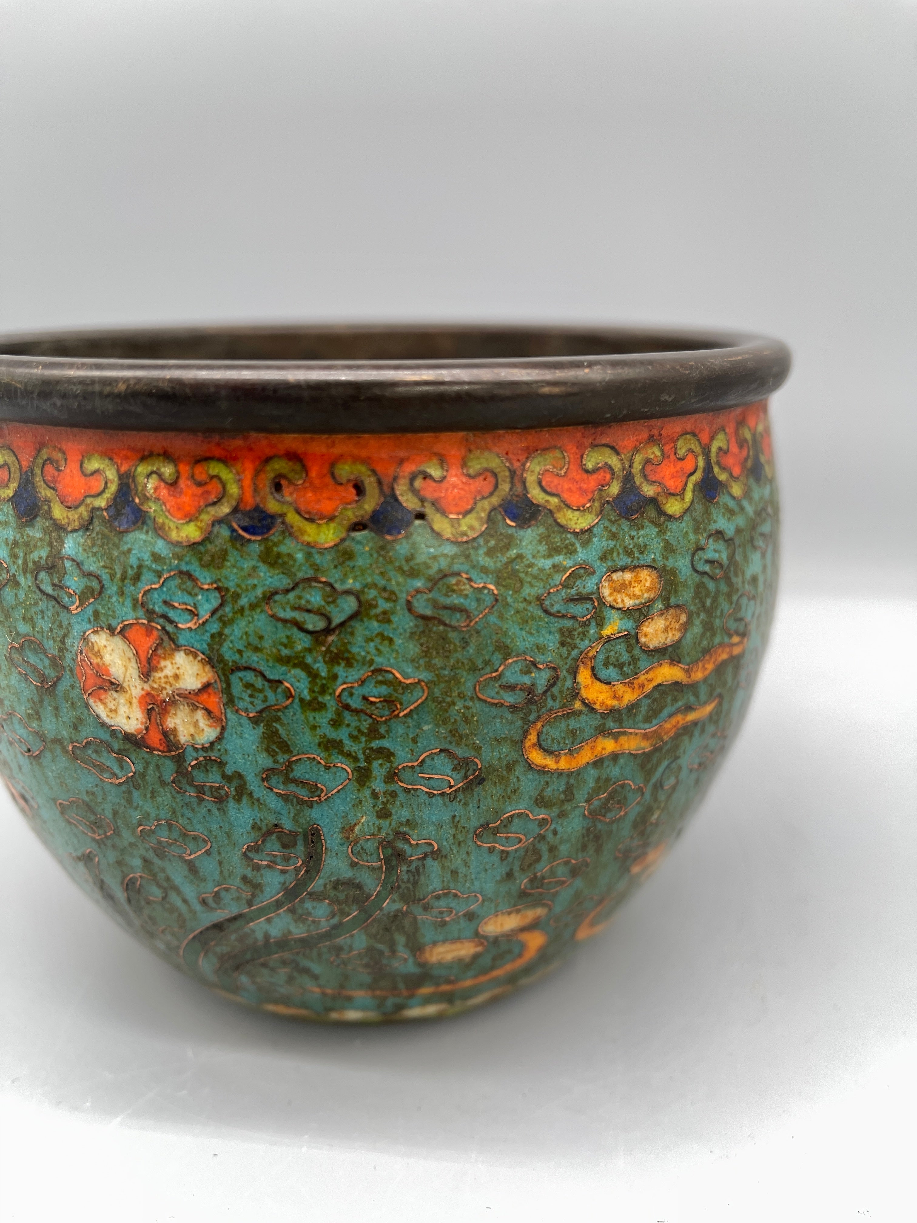 Vintage Chinese Cloisonne Bronze Bowl