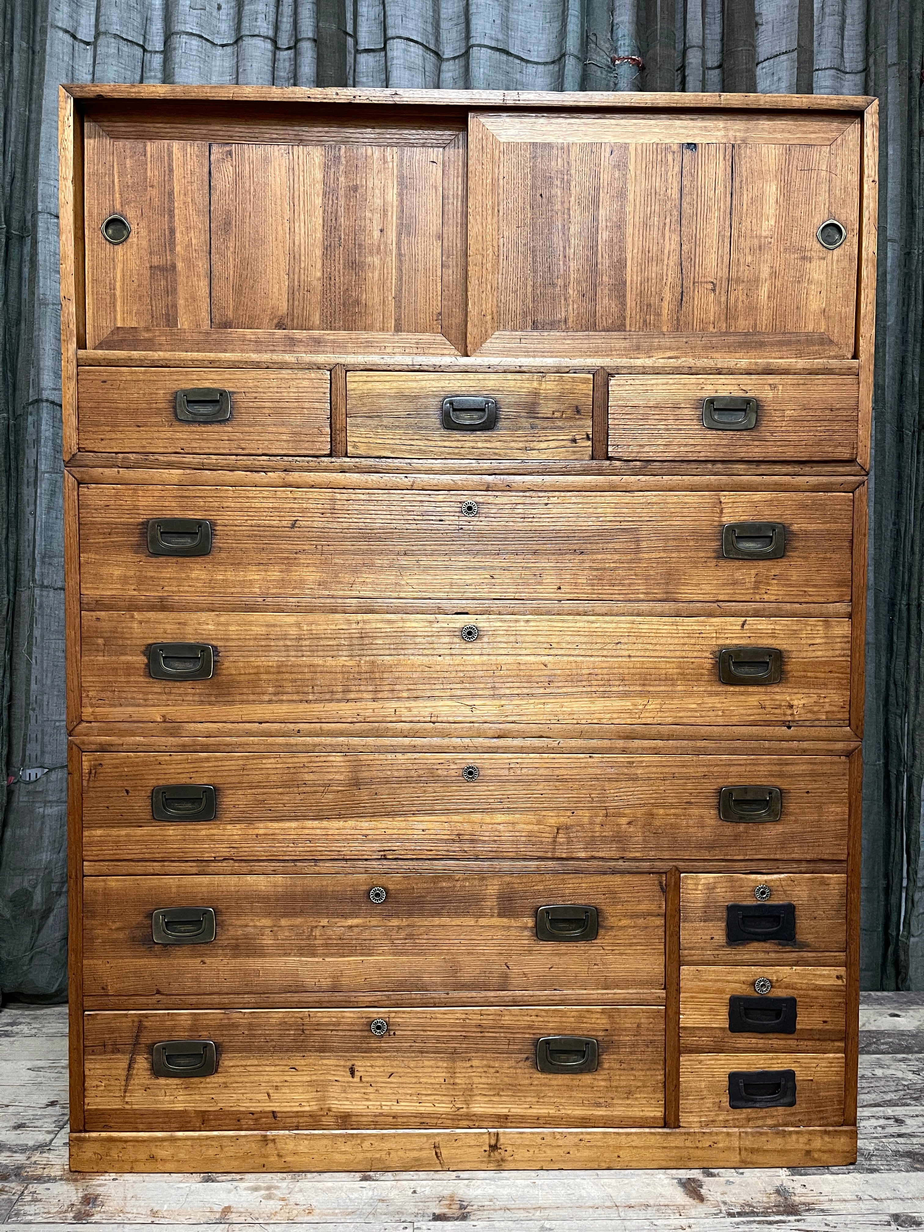 Vintage Japanese Kimono Storage Chest of Drawers - Cedar & Paulownia | C.1930