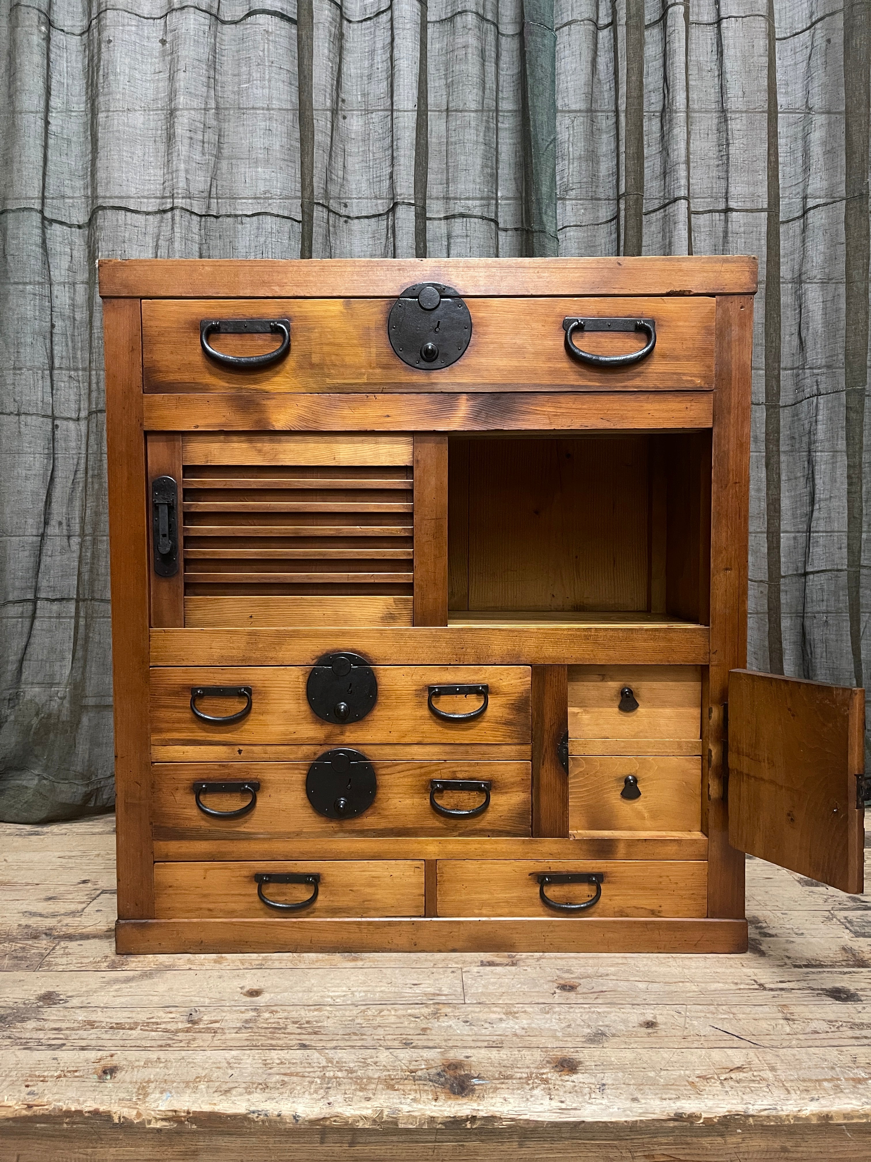 Antique Japanese Choba Dansu, Merchant's Chest - Cypress & Cedar | Meiji