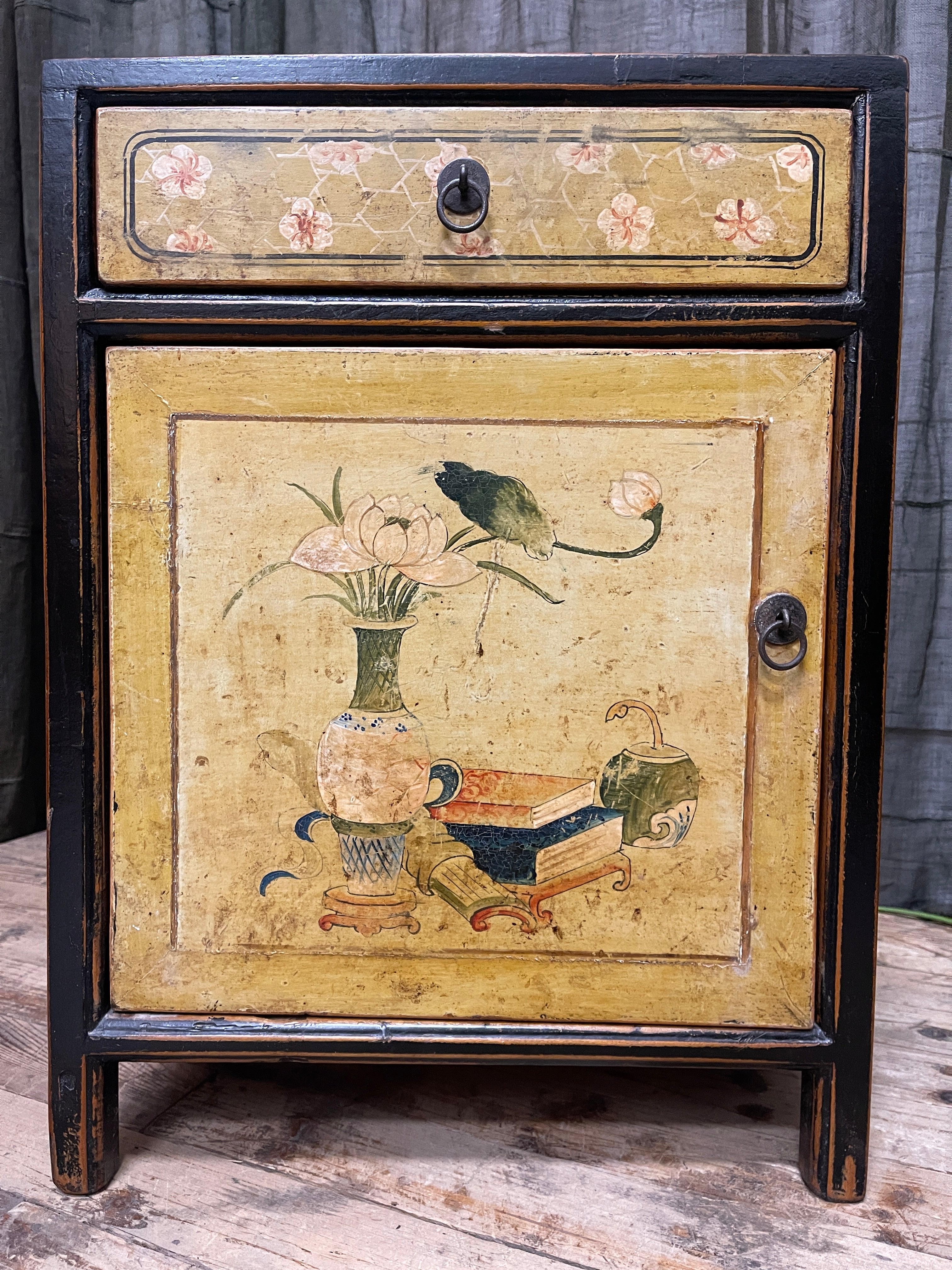 Pair Of Provincial Style Chinese Lacquered Side Cabinets