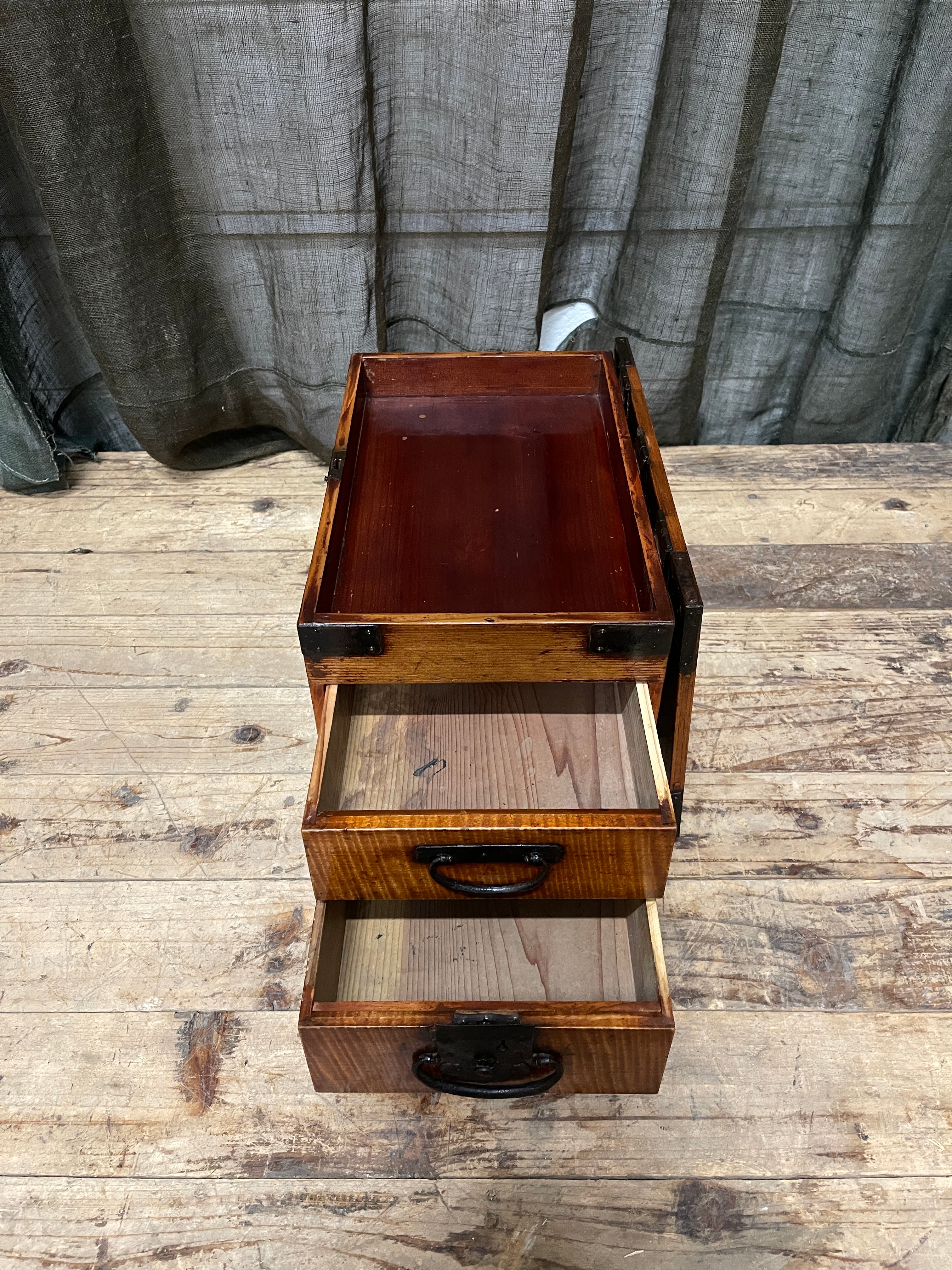 Antique Japanese Suzuri Bako, Calligraphy Box - Elm & Cedar | Meiji, c.1900