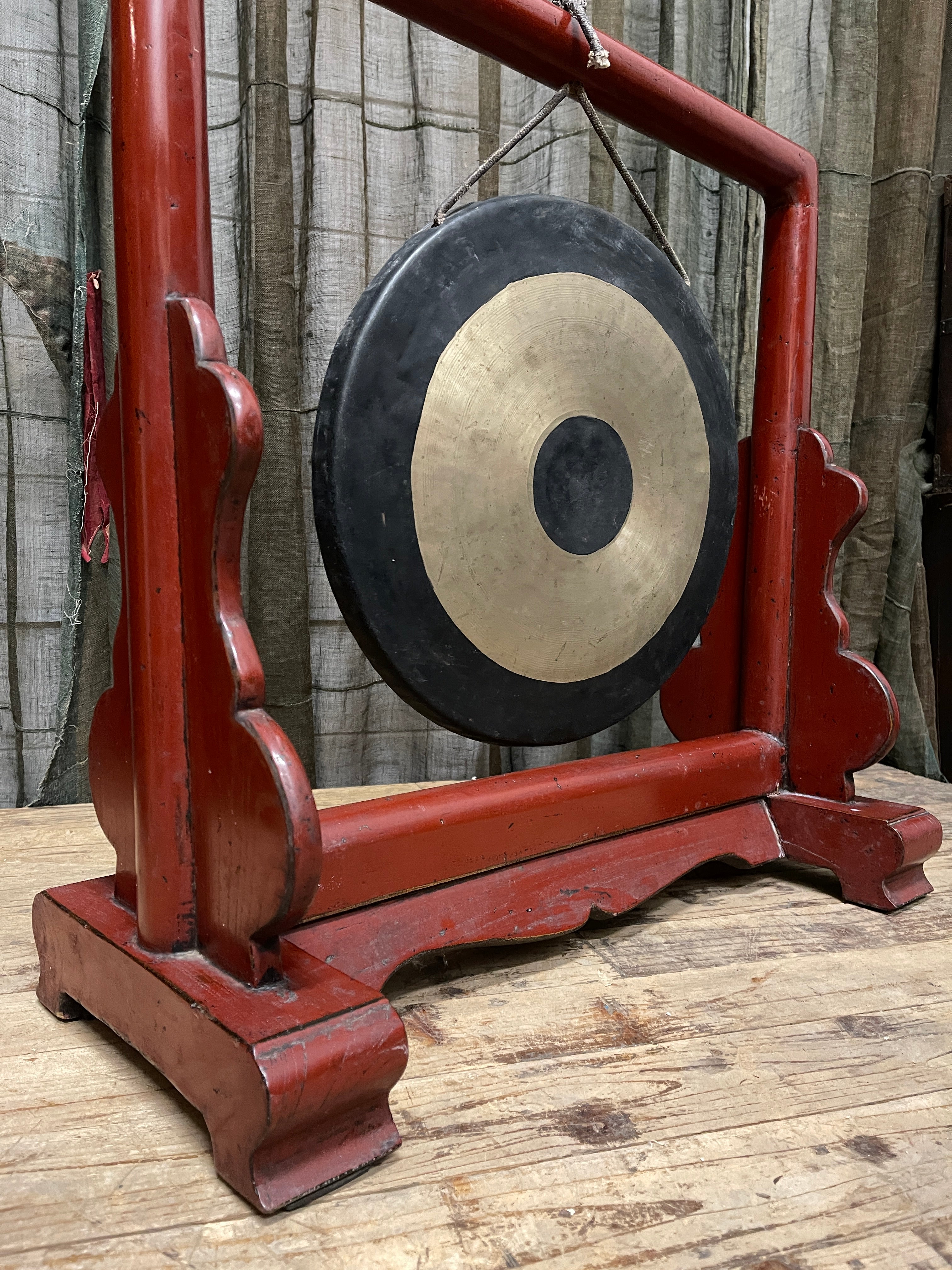 Vintage Chinese Gong On A Stand