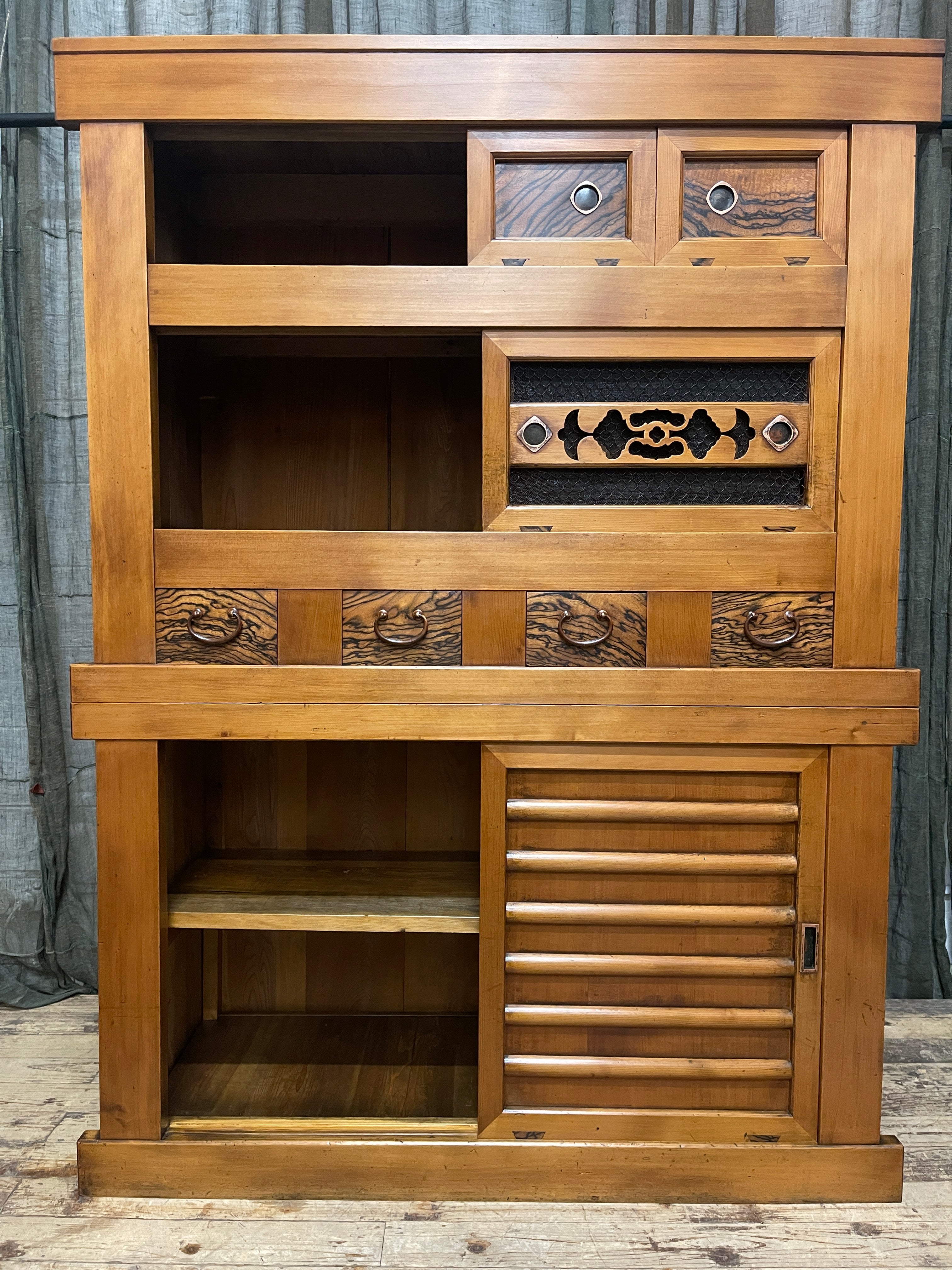 Japanese Mizuya, Kitchen Cabinet - Cedar, Cypress, Persimmon | c.1900