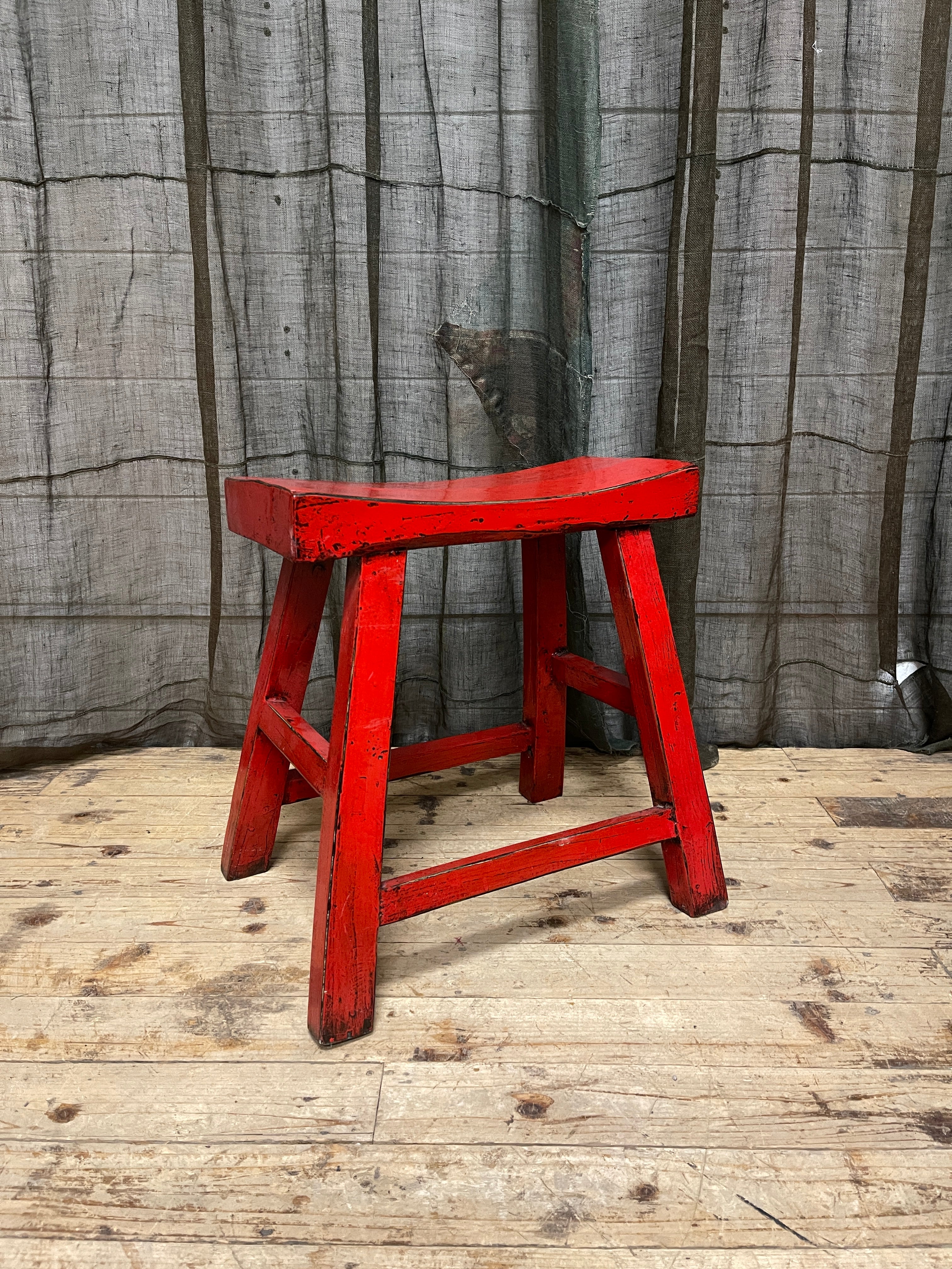 Chinese Provincial Stool - Red