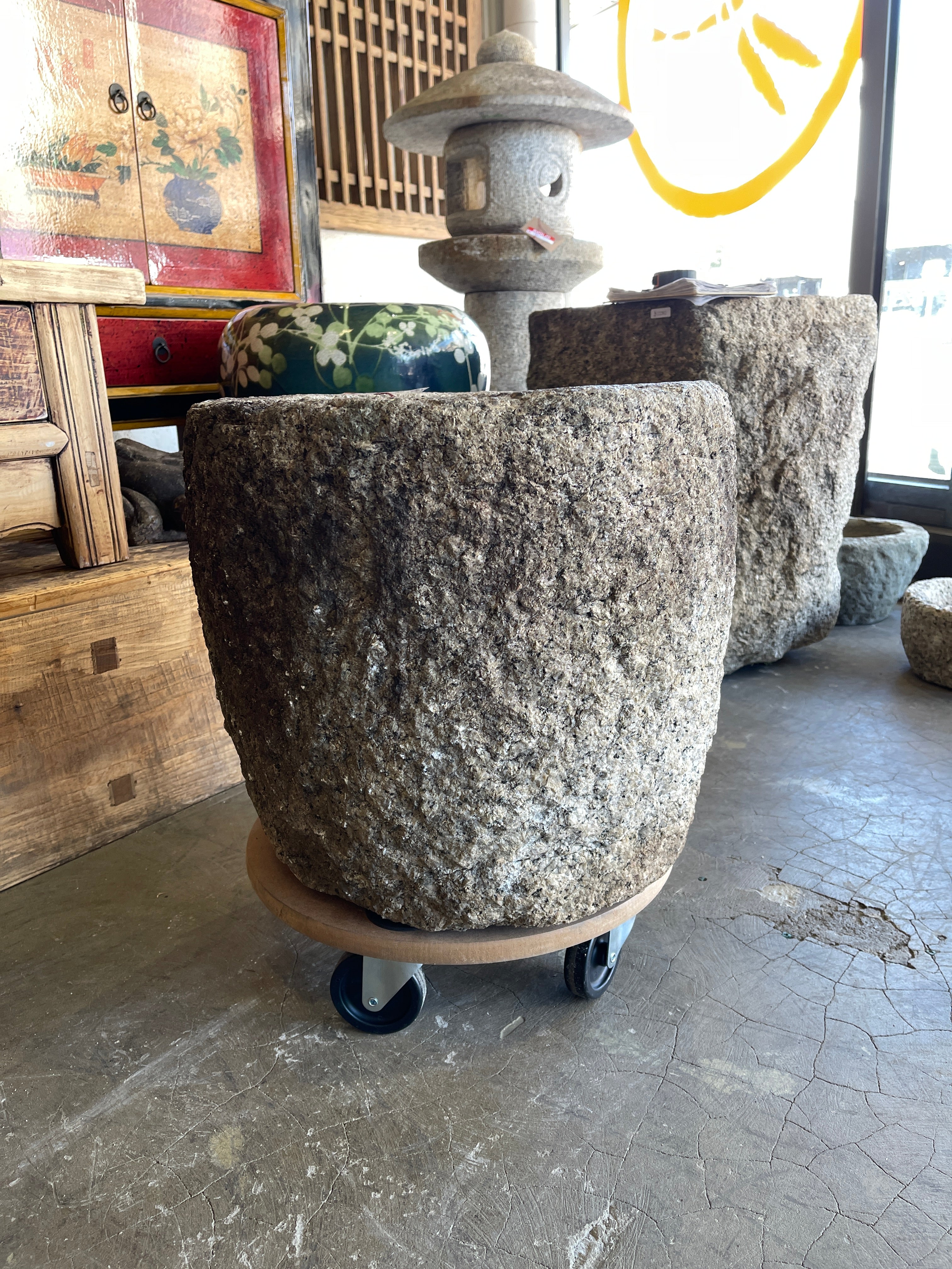 Japanese Chozubachi, Stone Water Basin - Granite | Meiji