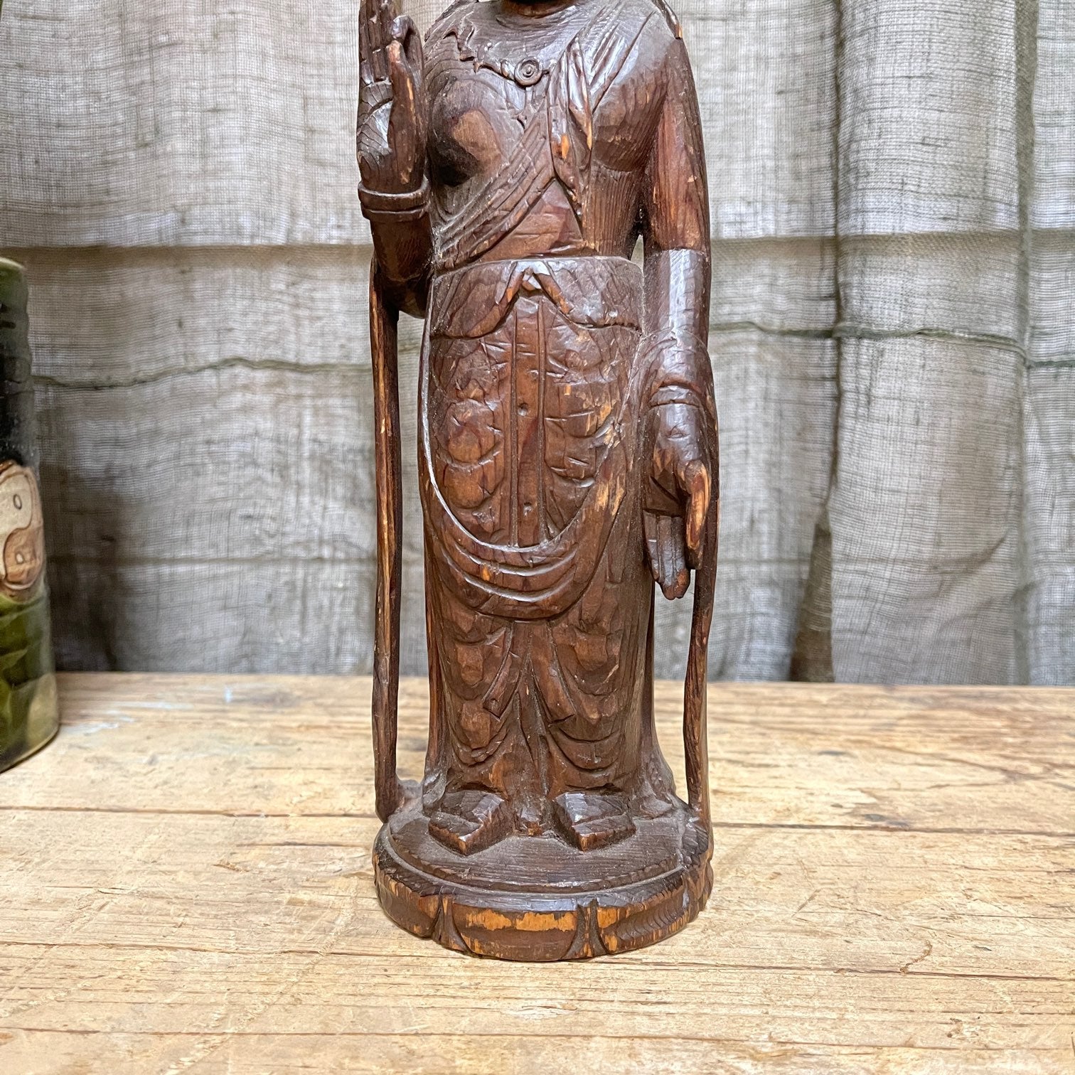 Vintage Japanese Buddha - Carved Wood | c.1950s