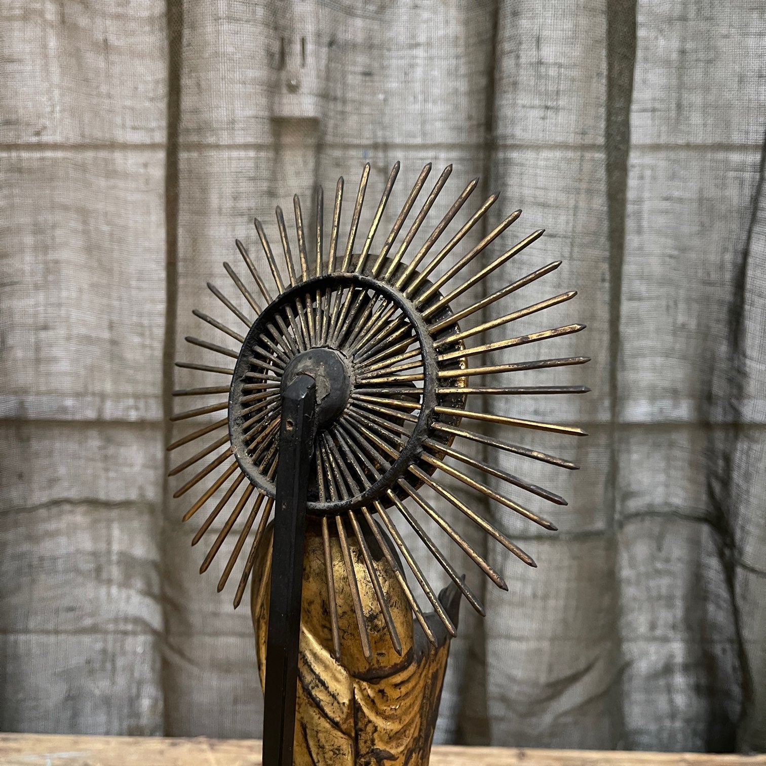 Shaka Nyorai, Antique Japanese Buddha on a Lotus Base - Carved Wood & Gilt | c.1900