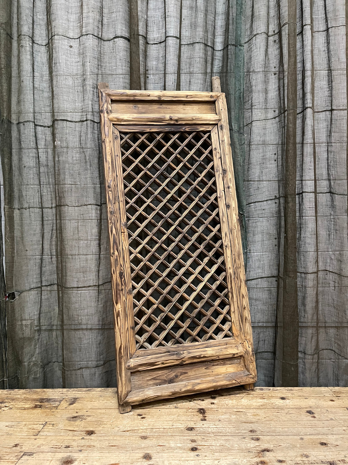 Vintage Chinese Wooden Lattice Window - 1920s