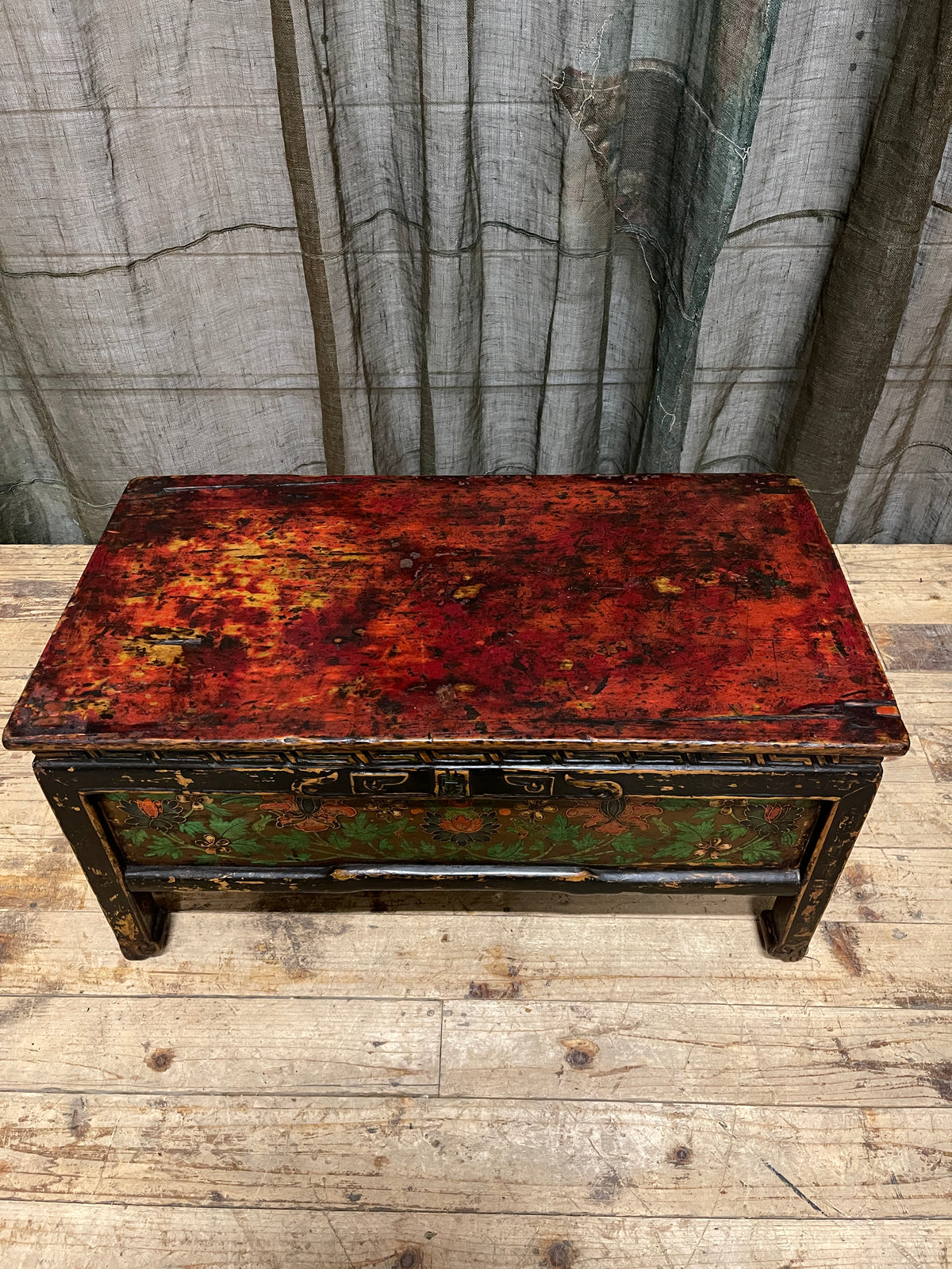 Rare Antique Tibetan Prayer Table, Original Painting |1900