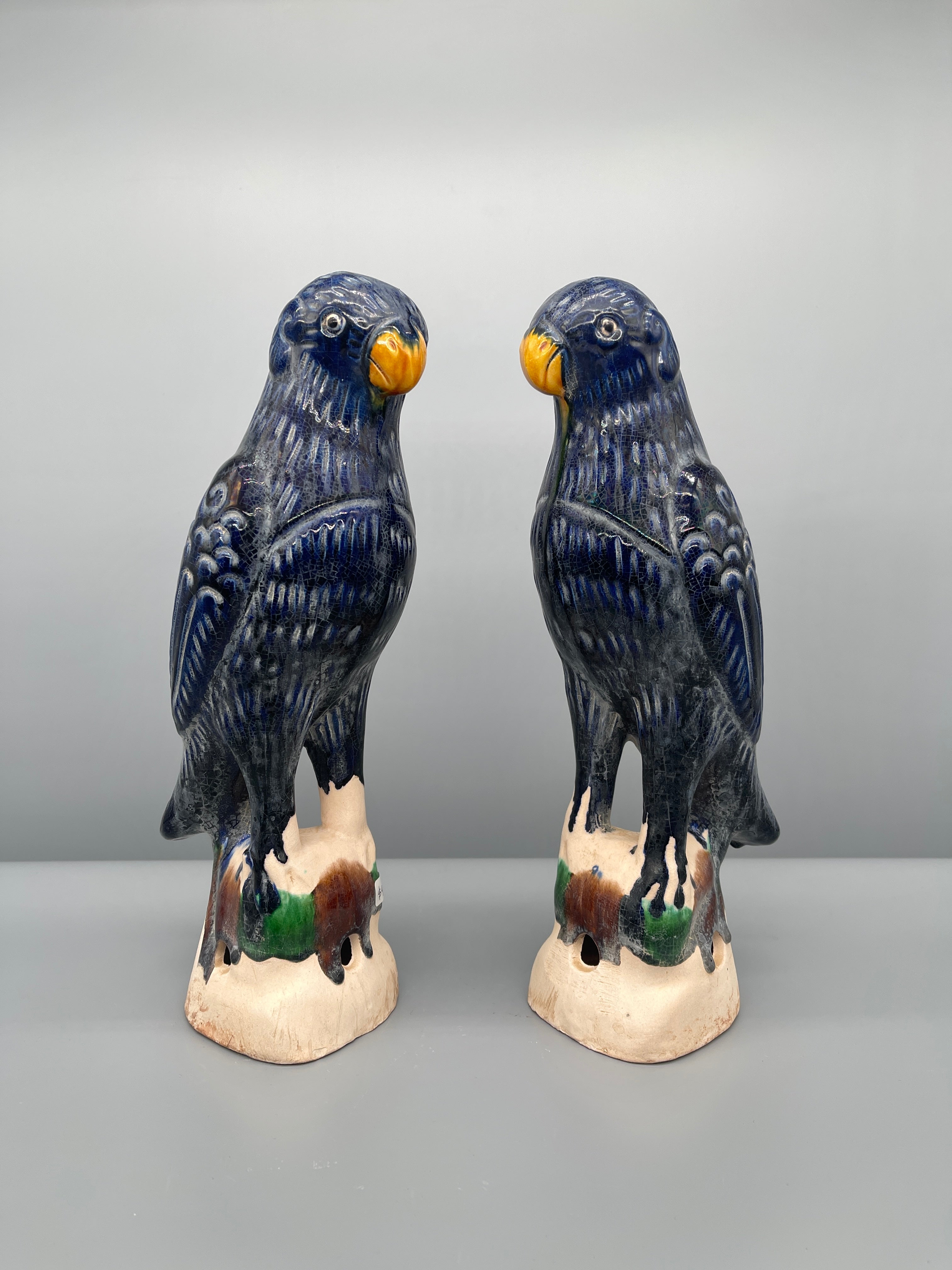 Chinese Ceramic Indigo Blue Parrots