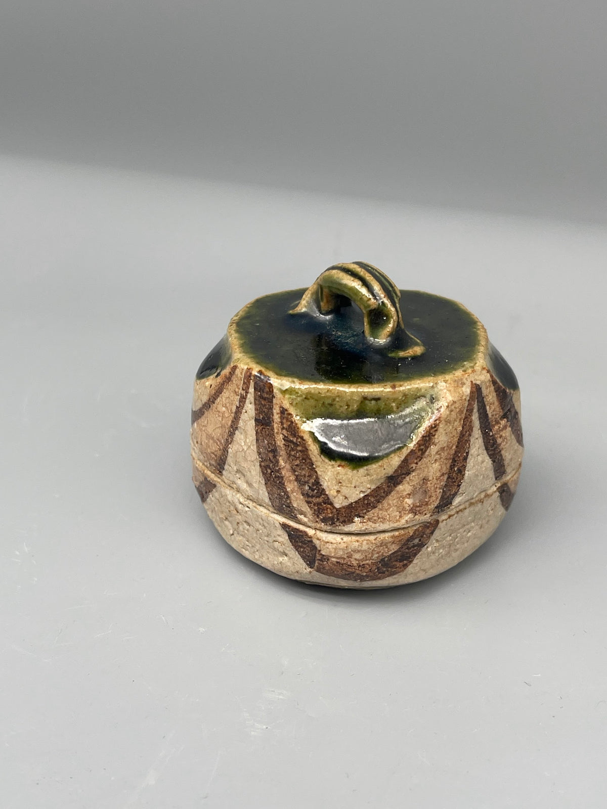 Vintage Japanese Kogo, Incense Container - Green Glazed Lid