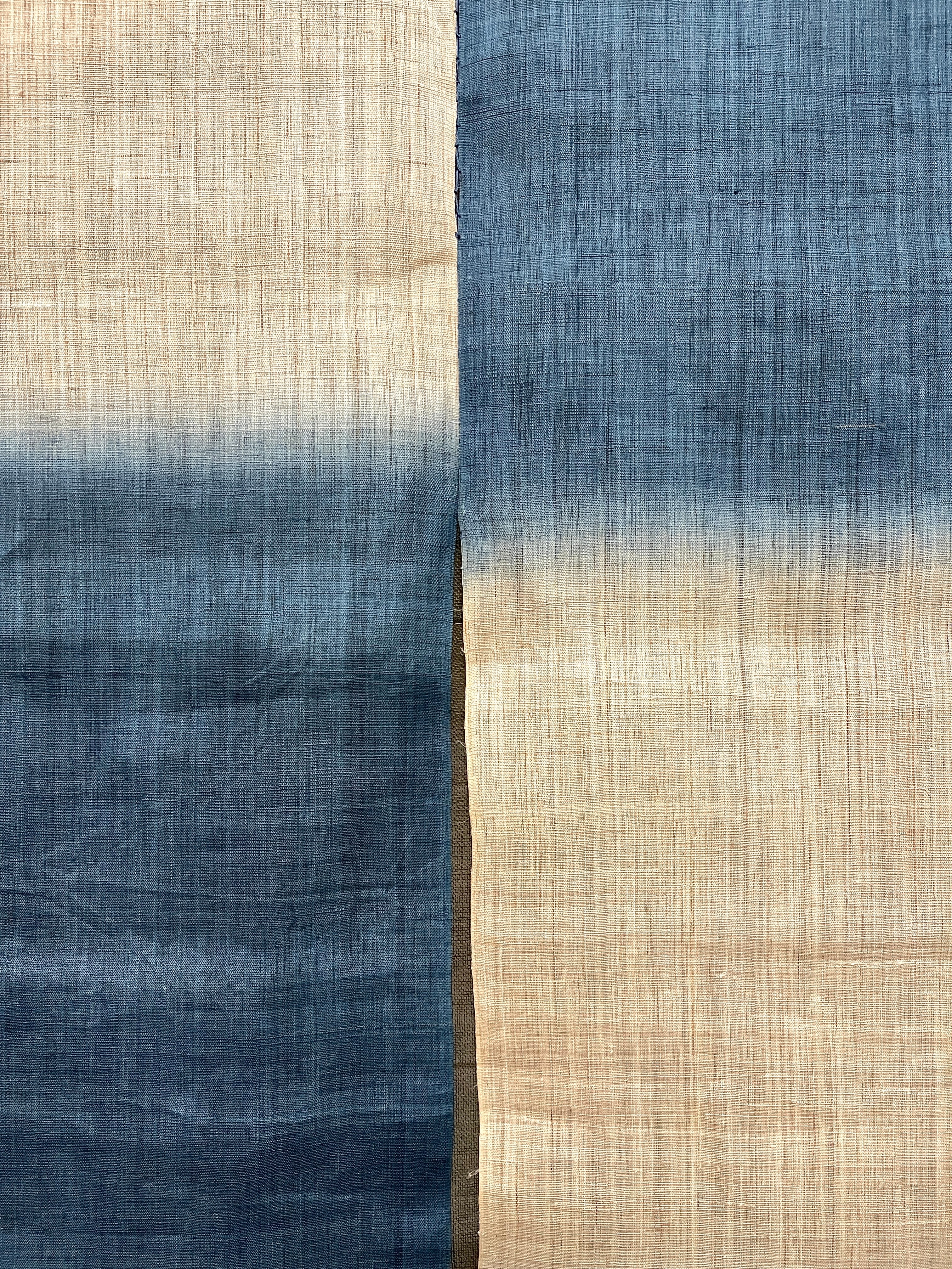 Vintage Japanese Hemp Noren, Panelled Curtain