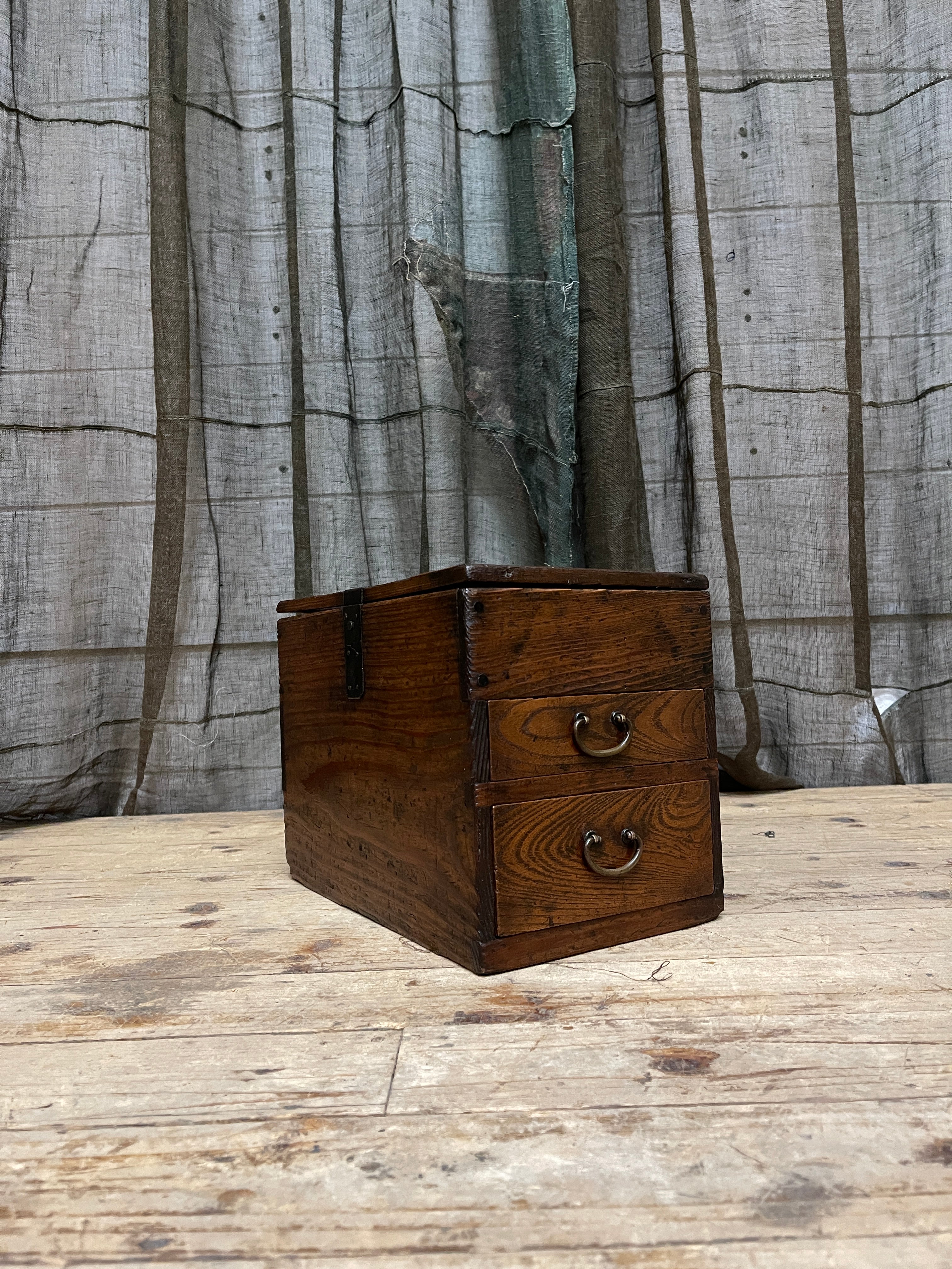 Suzuri Bako, Japanese Calligraphy Box - Elm & Cypress | Taisho, 1925