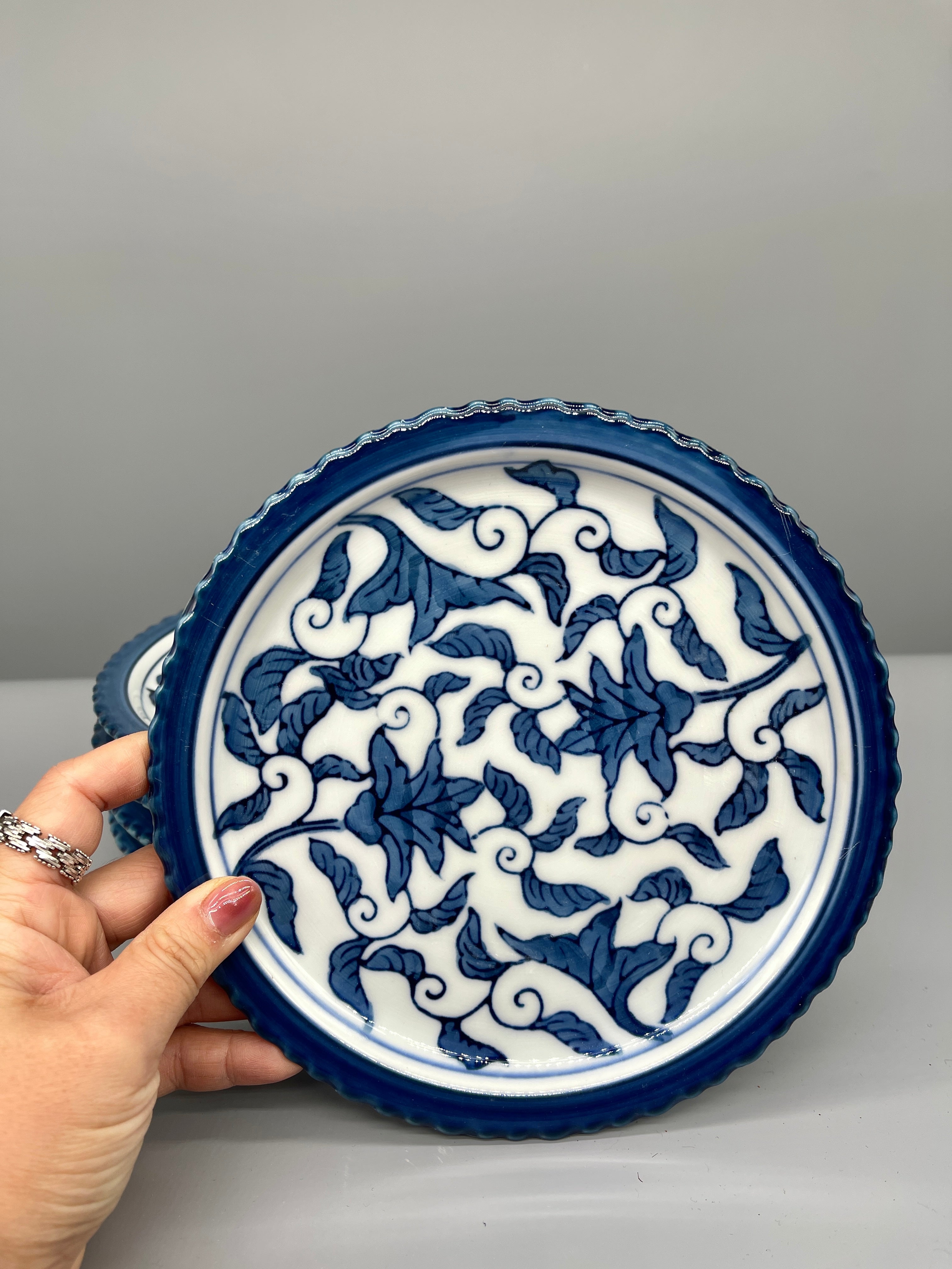 Set of Vintage Japanese Serving Plate, Arabesque Design
