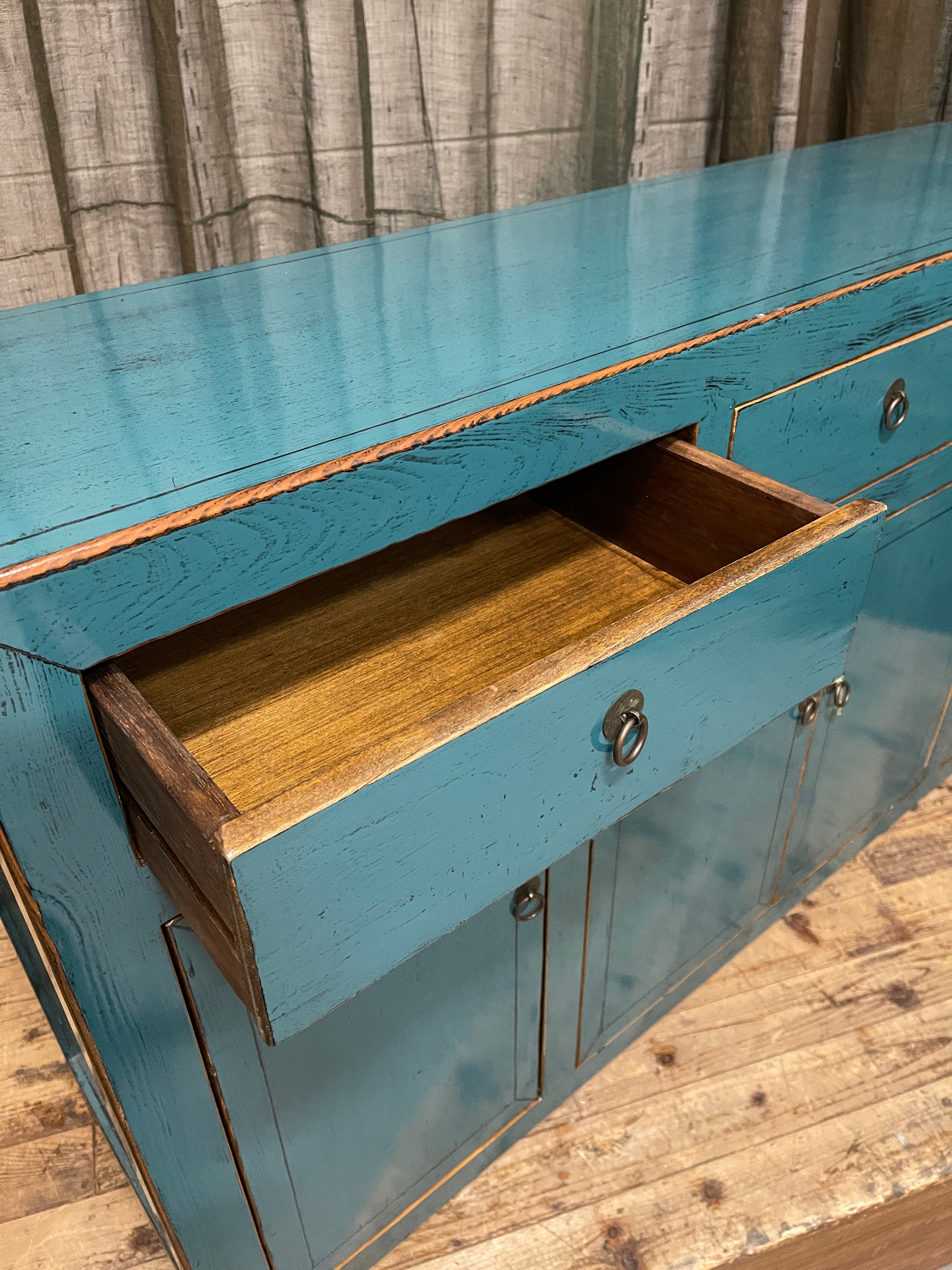 Chinese Sideboard with Blue Finish, Recycled Timber