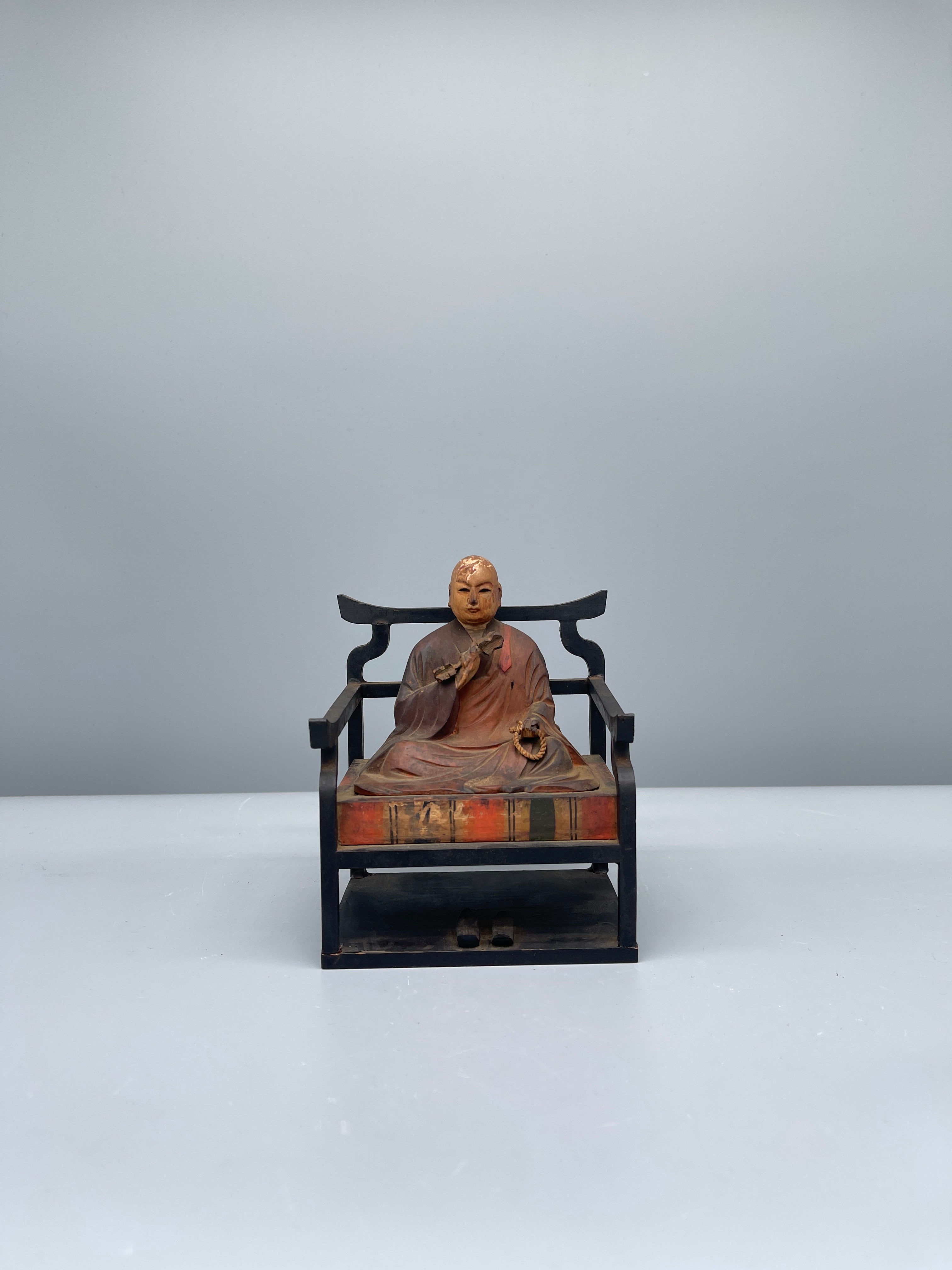 Antique Japanese Hand Carved Statue of Kobo Daishi | Meiji