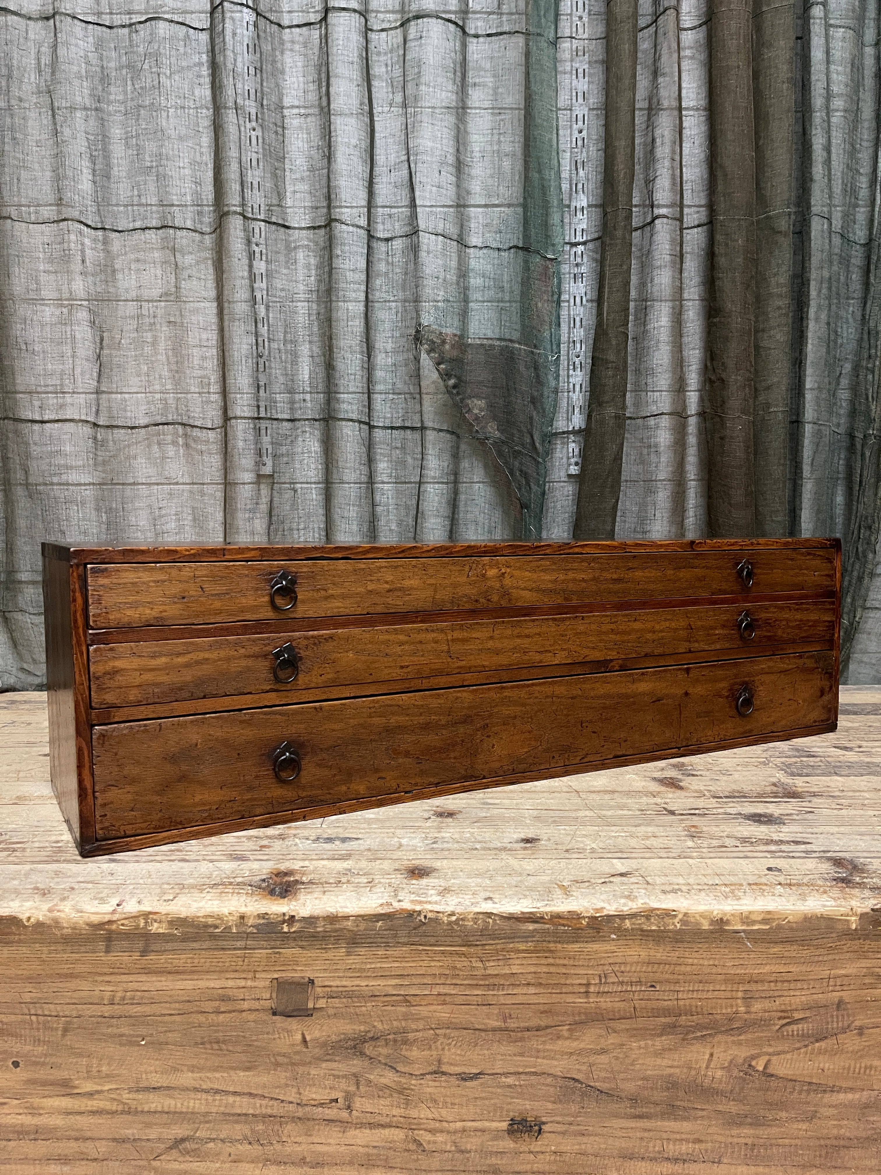 Japanese Low 3 Drawer Chest- Cypress & Paulownia | Meiji