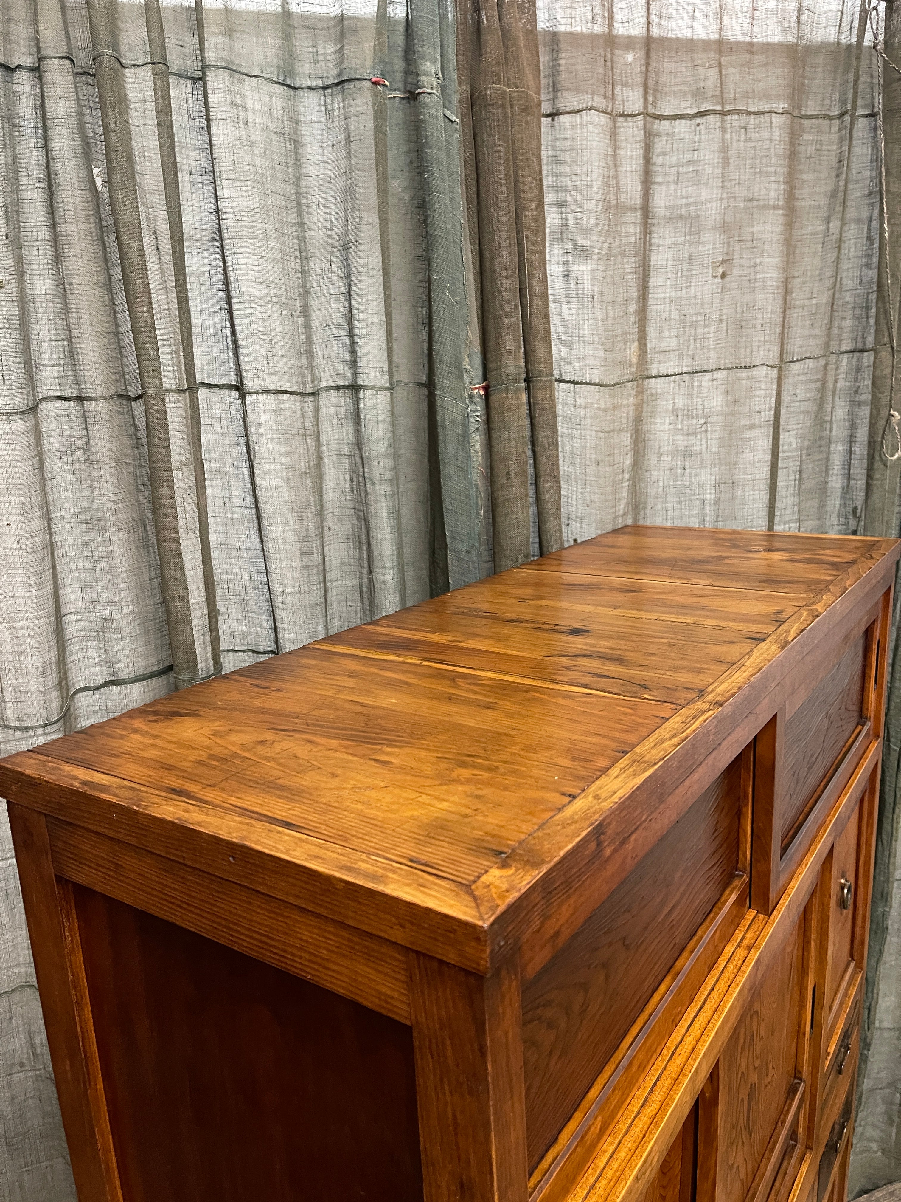 Mizuya, Vintage Japanese Kitchen Cabinet - Cedar, Elm, Persimmon | Taisho, c.1930
