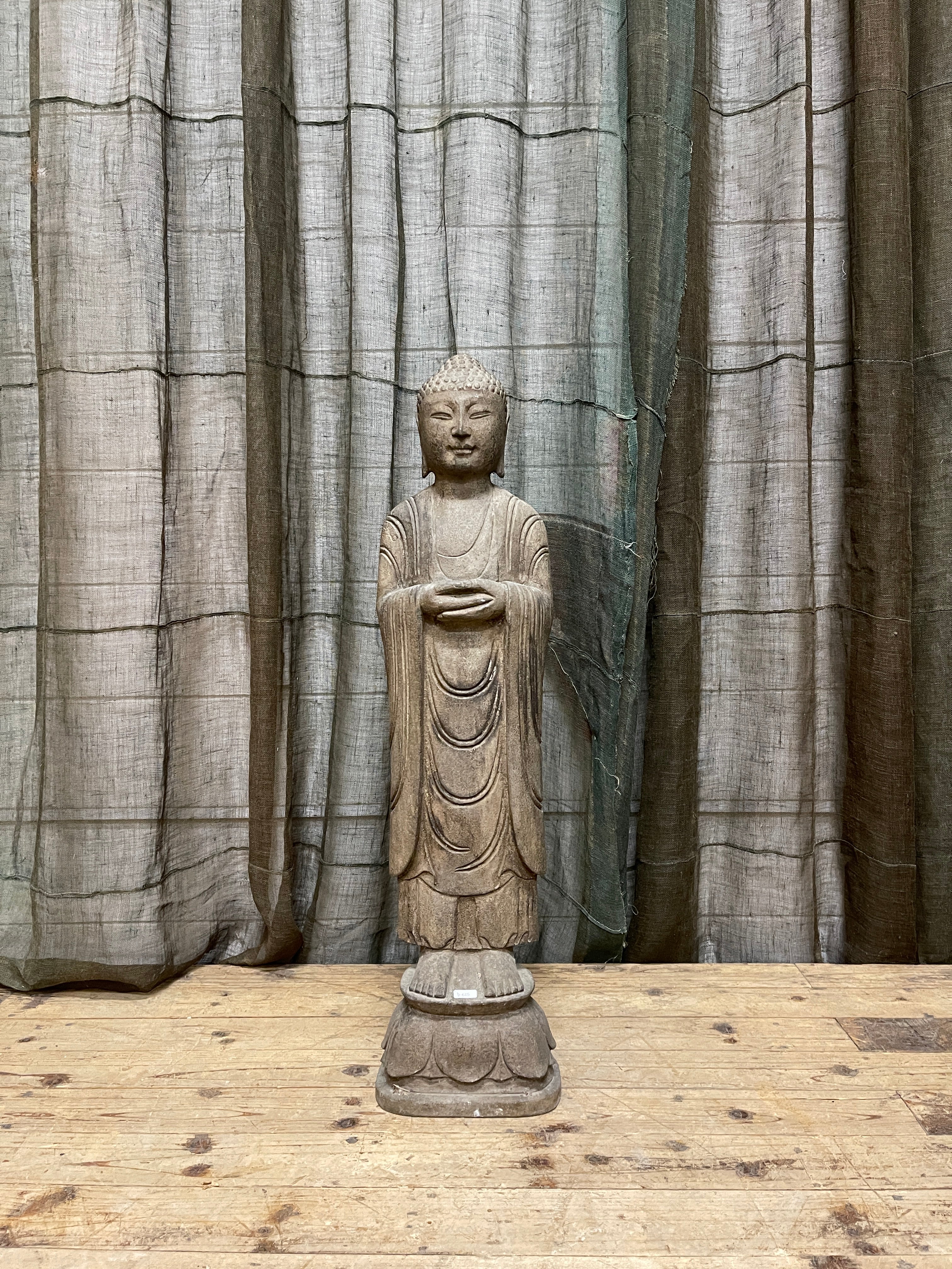Chinese Standing Stone Buddha Statue, Dhyana Mudra