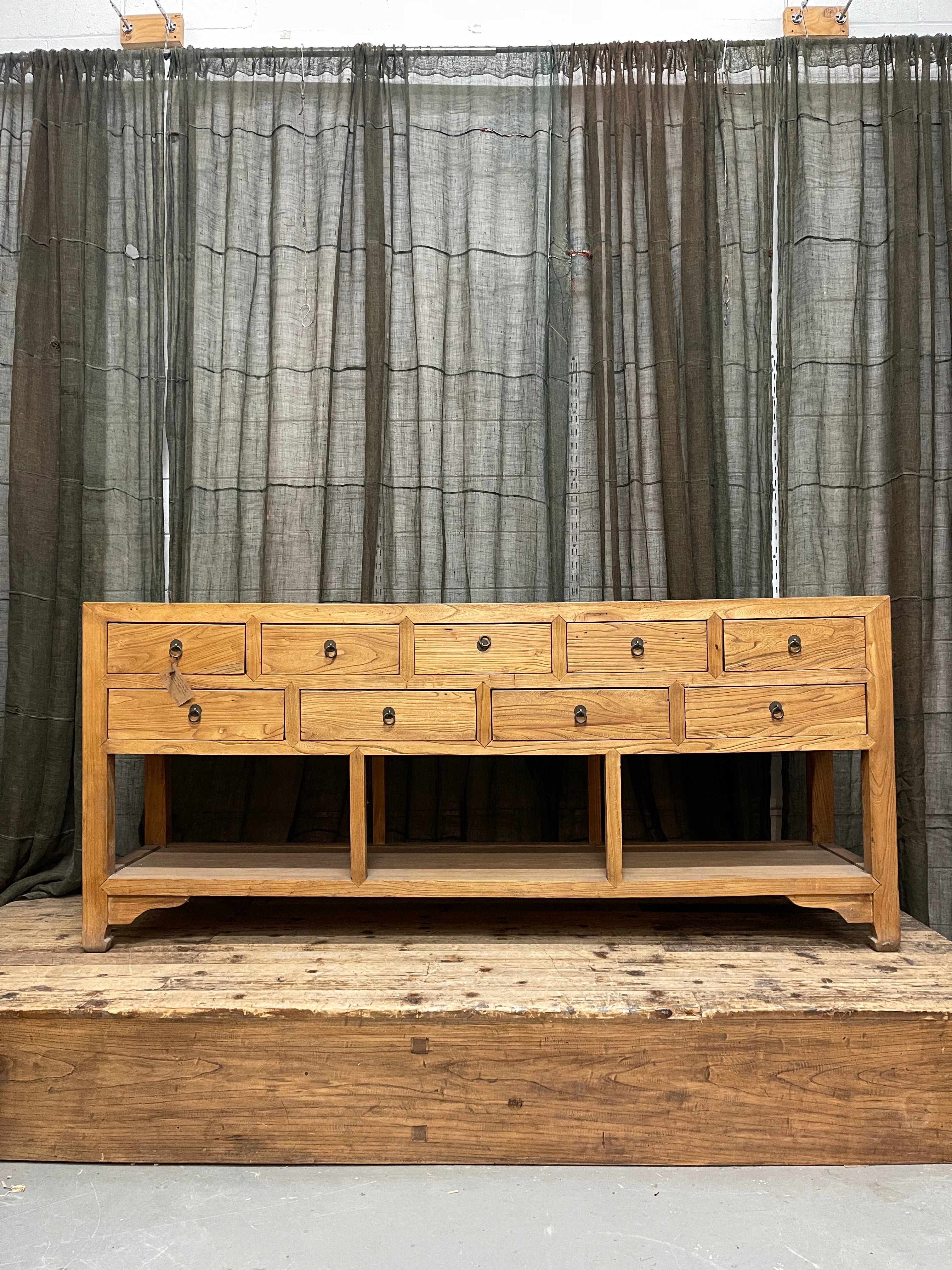 Large Chinese Stone Topped Hall Table, Elm