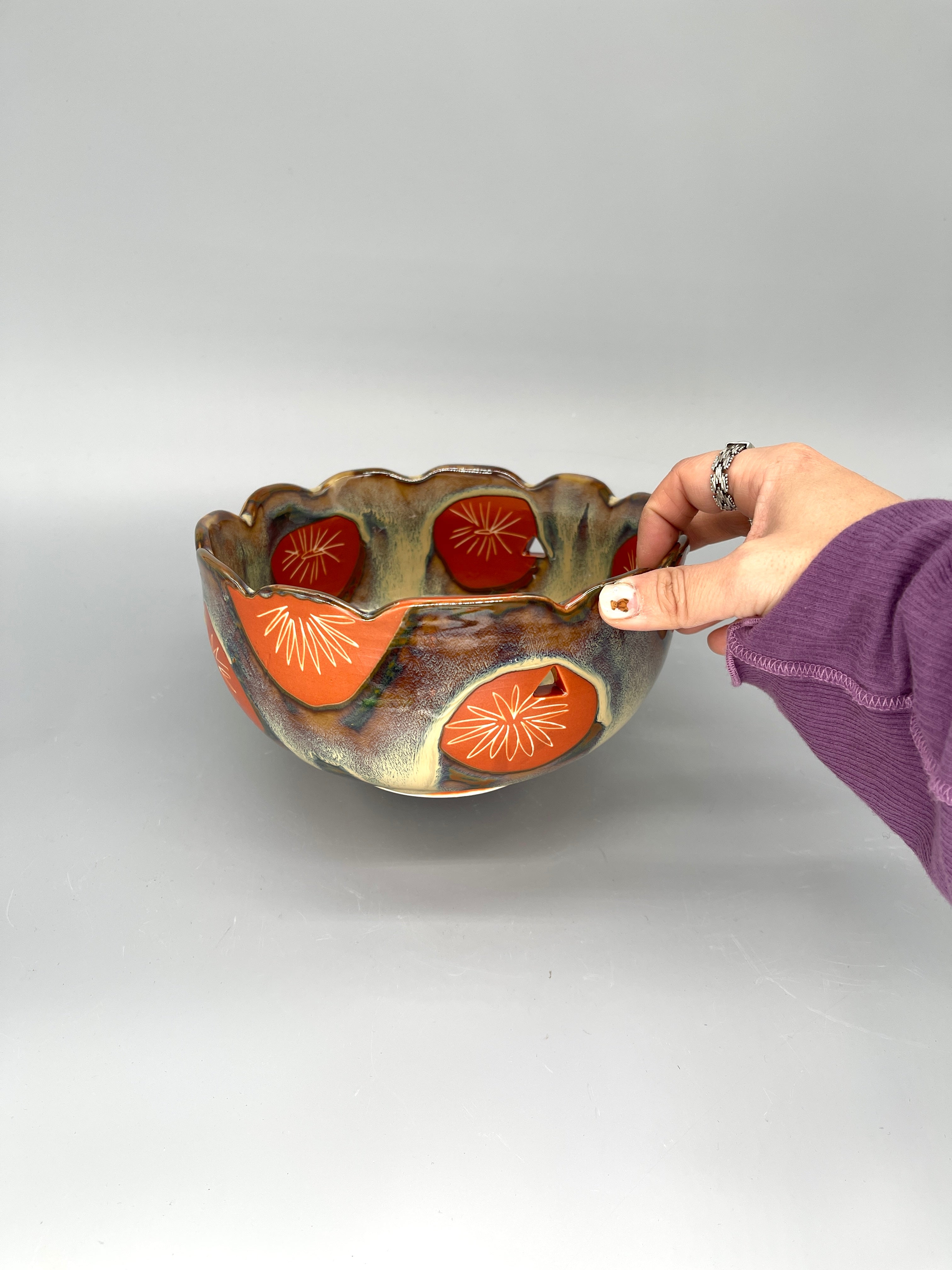 Japanese Sweets Bowl - Red Chrysanthemum