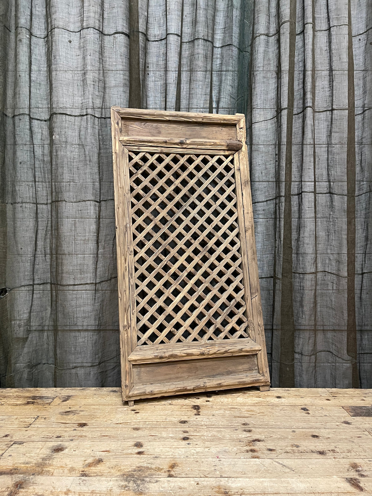 Vintage Chinese Wooden Lattice Window - 1920s