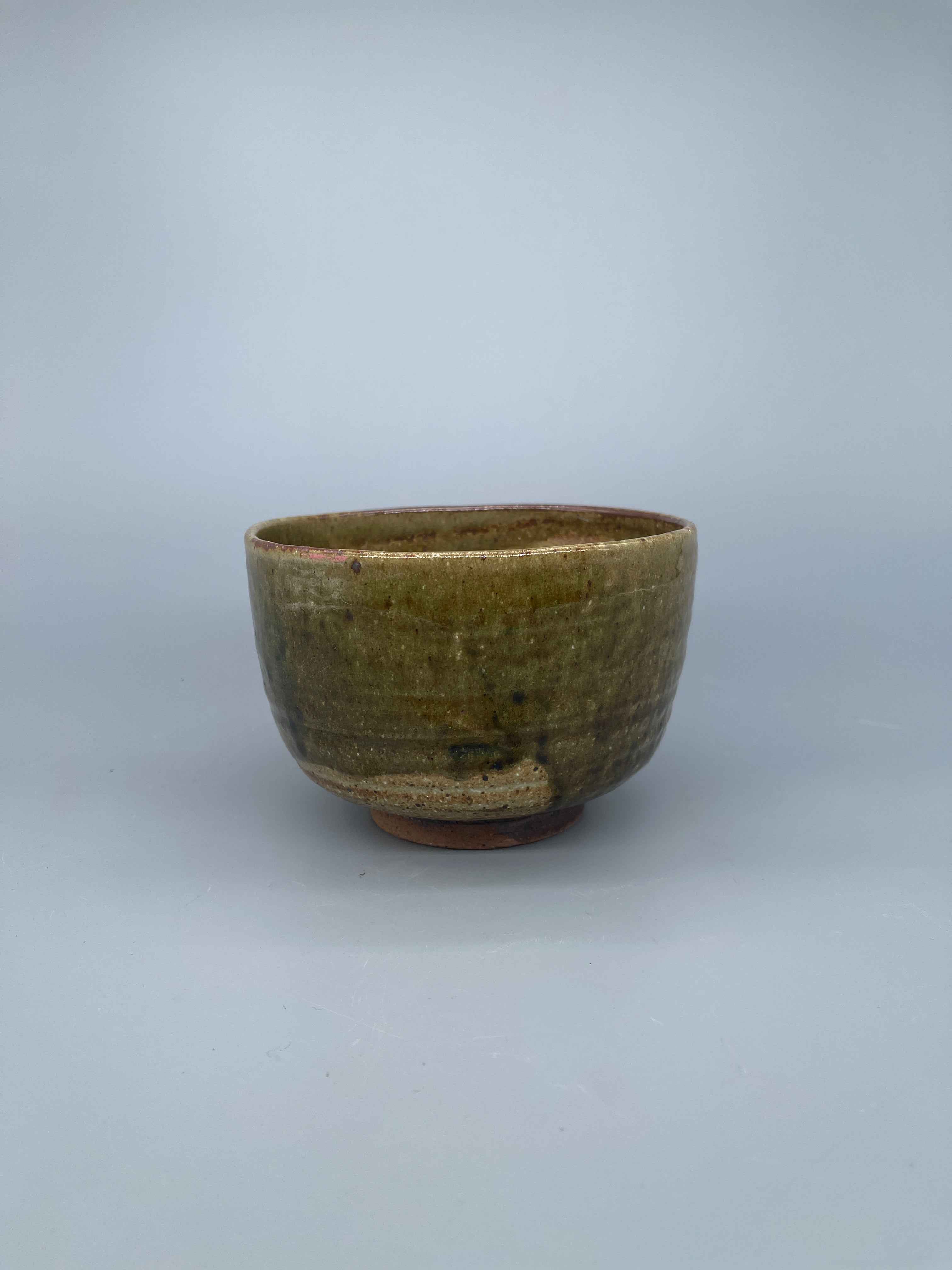 Vintage Large Japanese Matcha Bowl, Chawan - Green Drip Glaze
