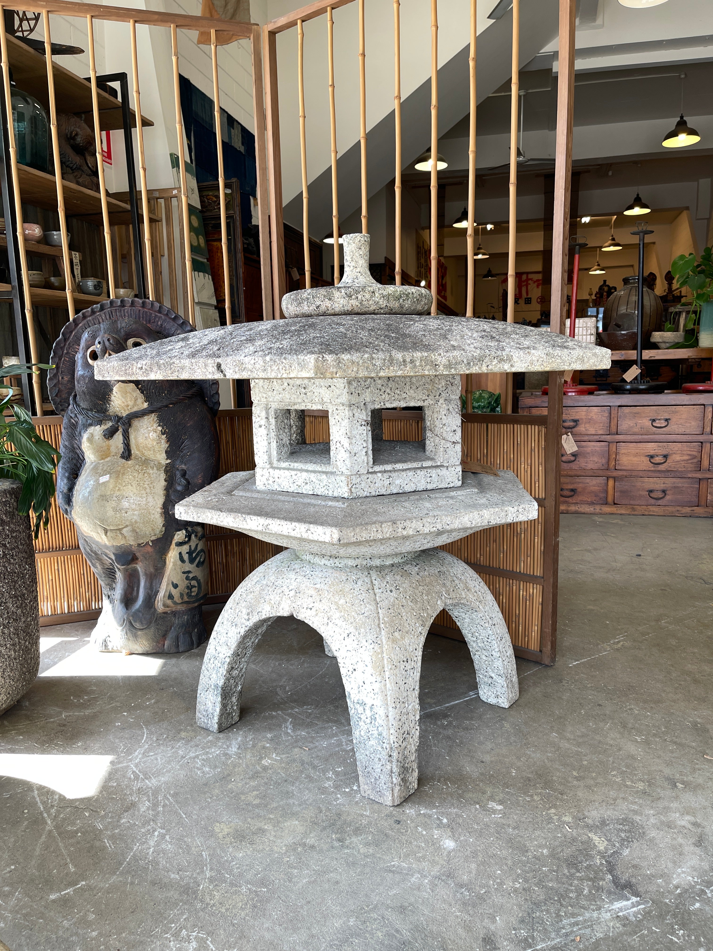Large Japanese Yukimi Doro, Snow Garden Lantern - Granite | Taisho, 1920's