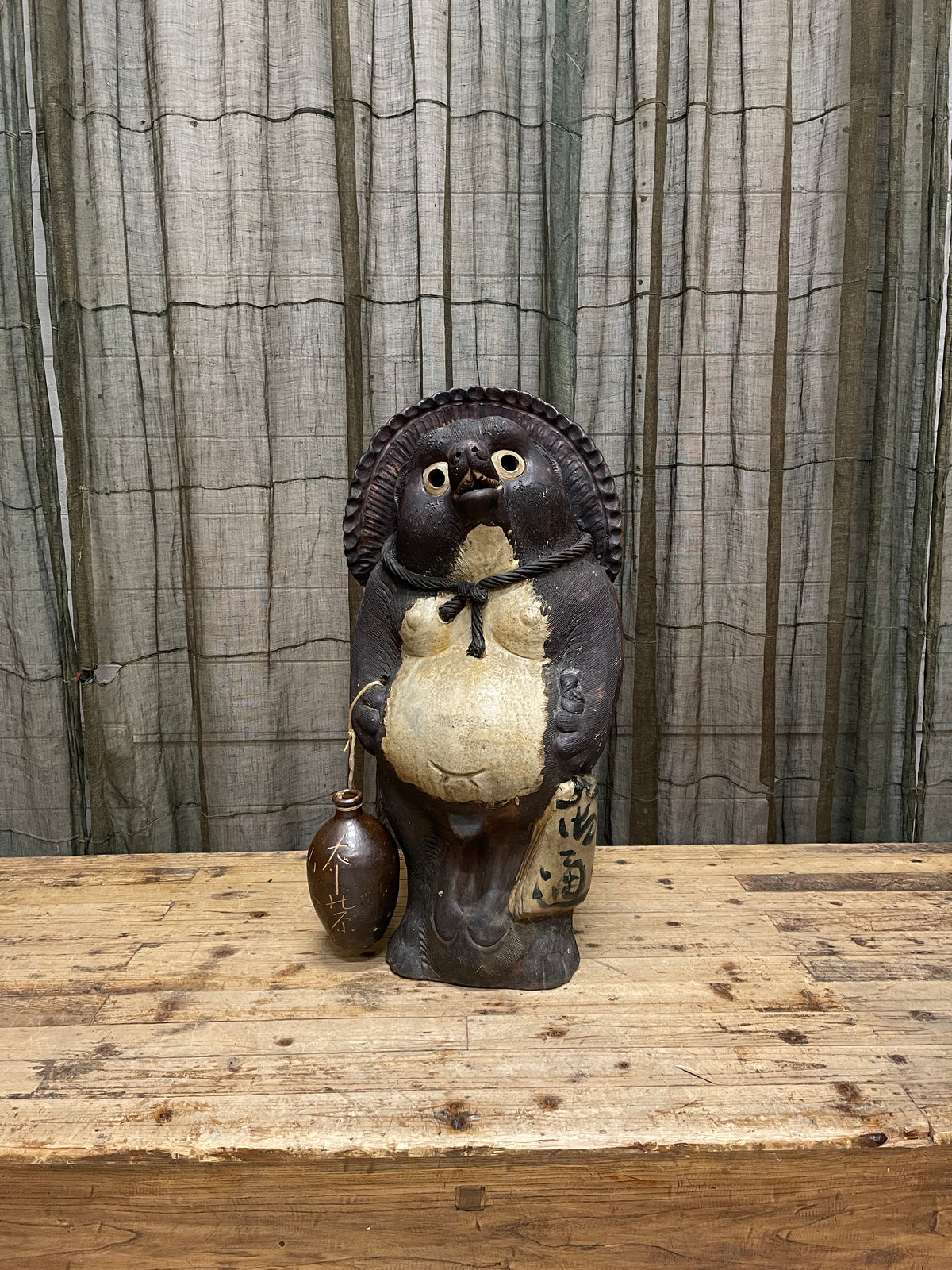 Vintage Japanese Ceramic Tanuki Statue | Large