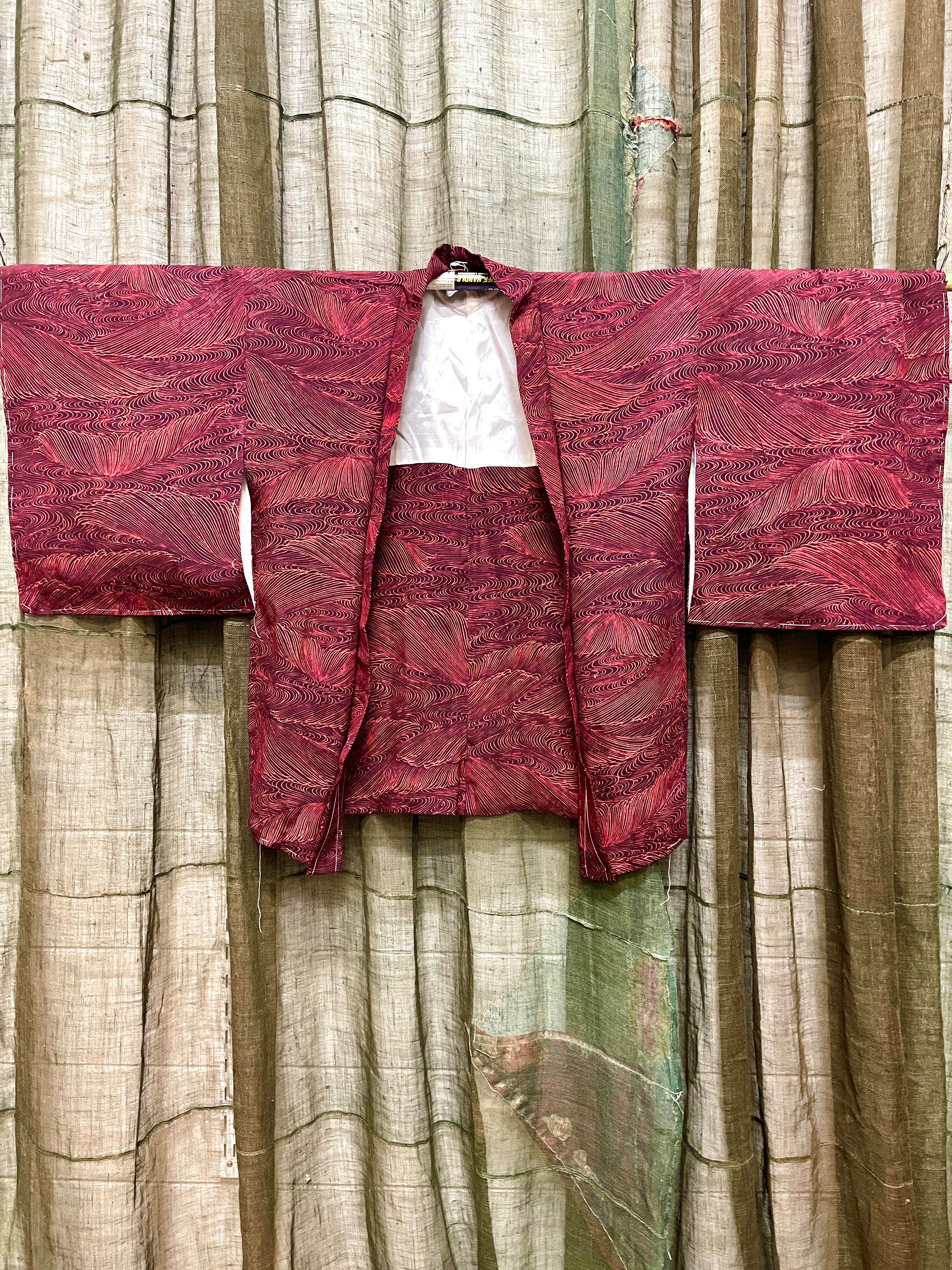 Japanese Haori-Kimono Jacket - Soft Drape, Wave Pattern