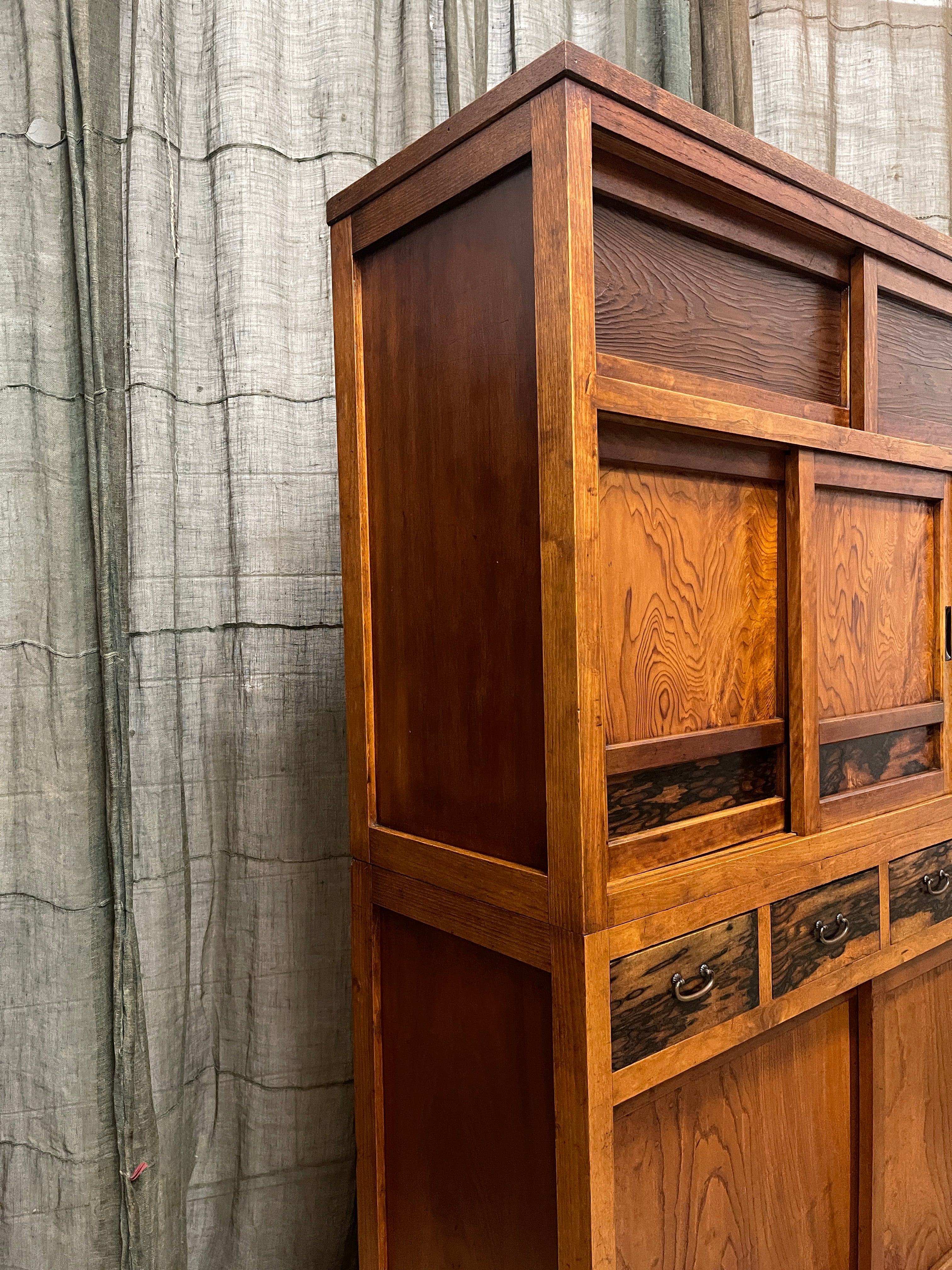 Mizuya, Vintage Japanese Kitchen Cabinet - Cedar, Elm, Persimmon | Taisho, c.1930