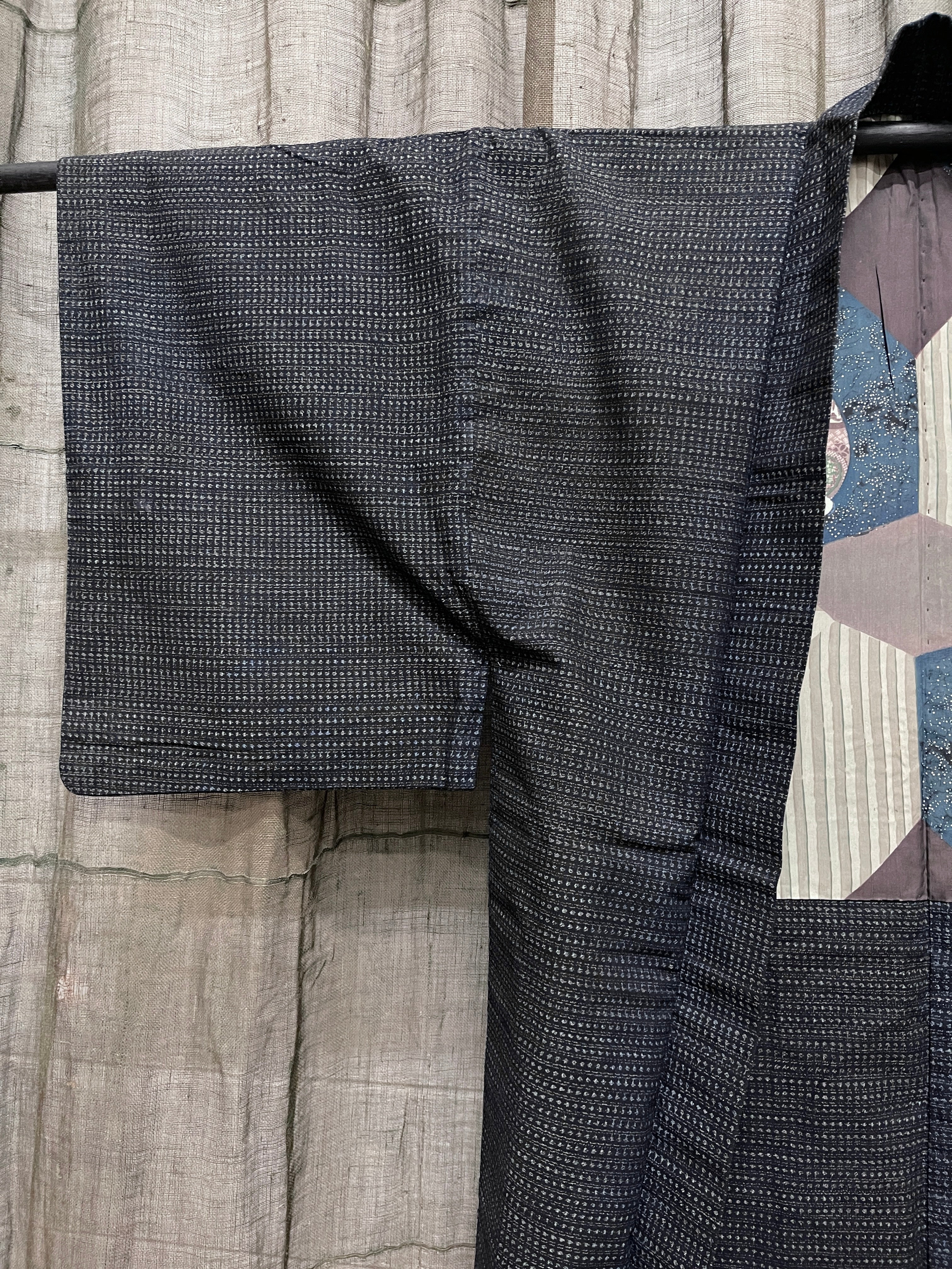 Japanese Haori-Kimono Cotton Jacket - Indigo Kasuri