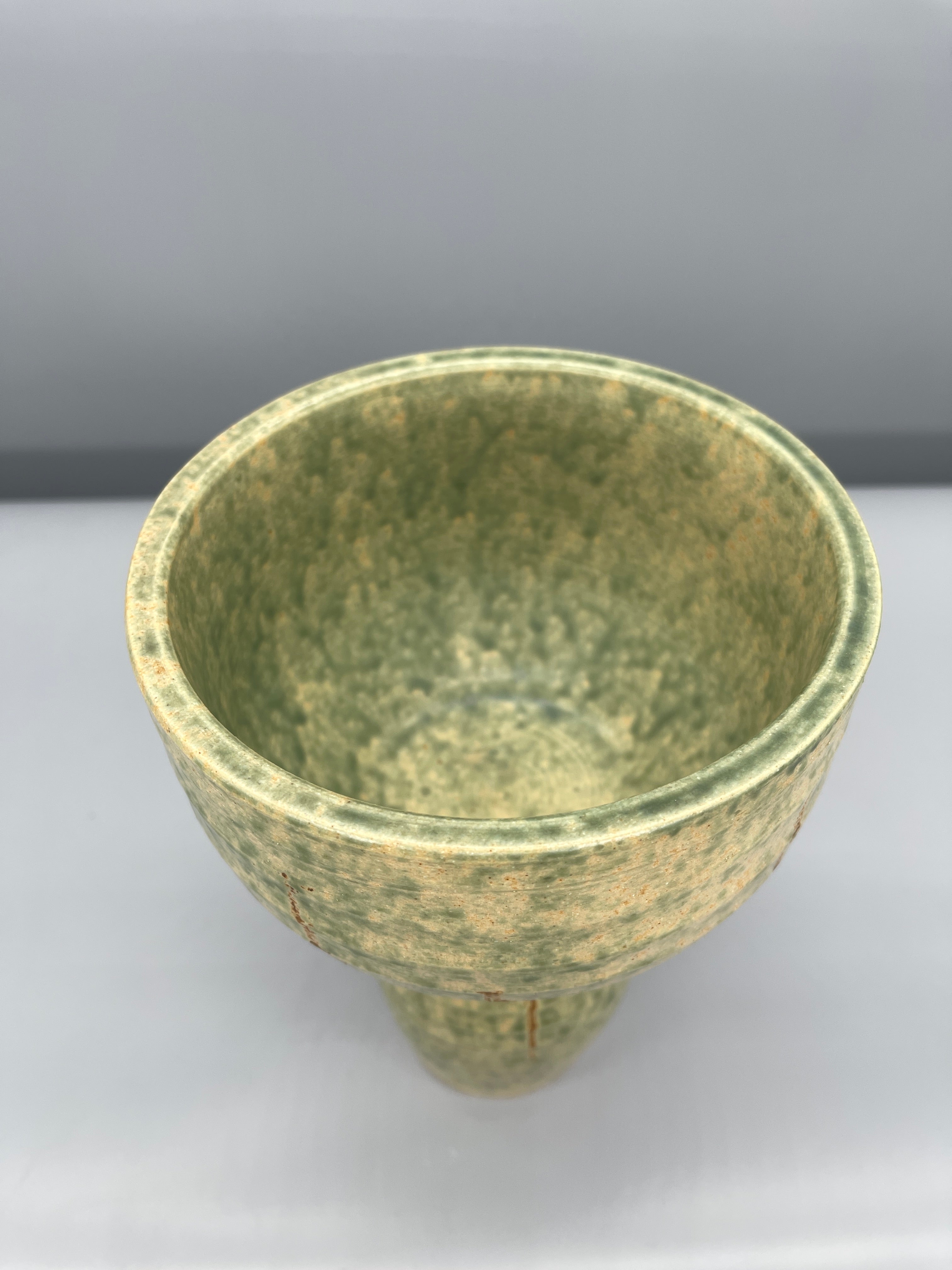 Vintage Japanese Ikebana Vase - Green Glaze, Midcentury Shape