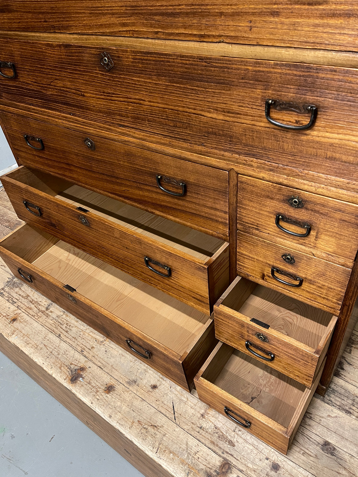 Japanese Three-Piece Kimono Chest of Drawers - Paulownia | Showa