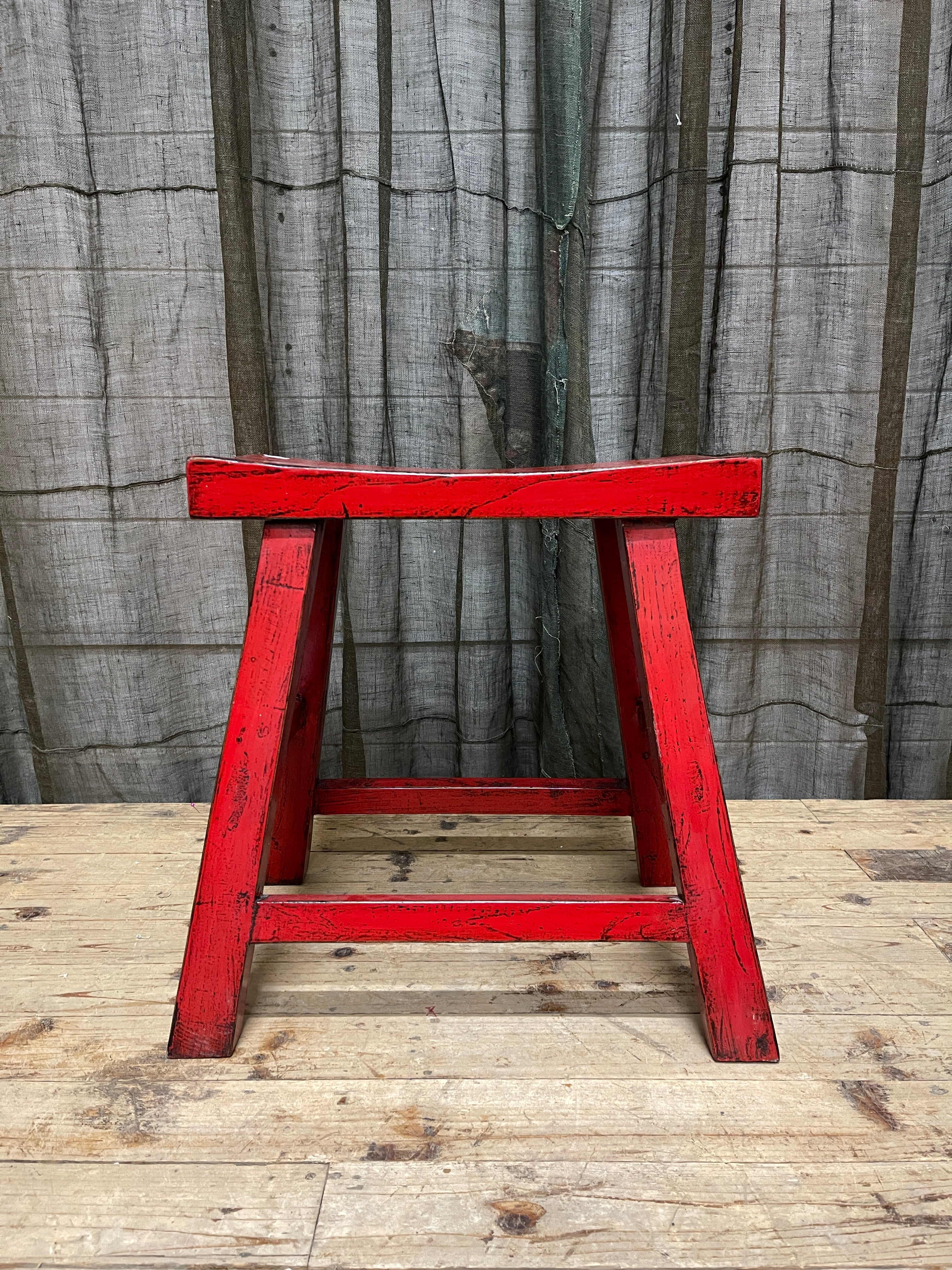 Chinese Provincial Stool - Red