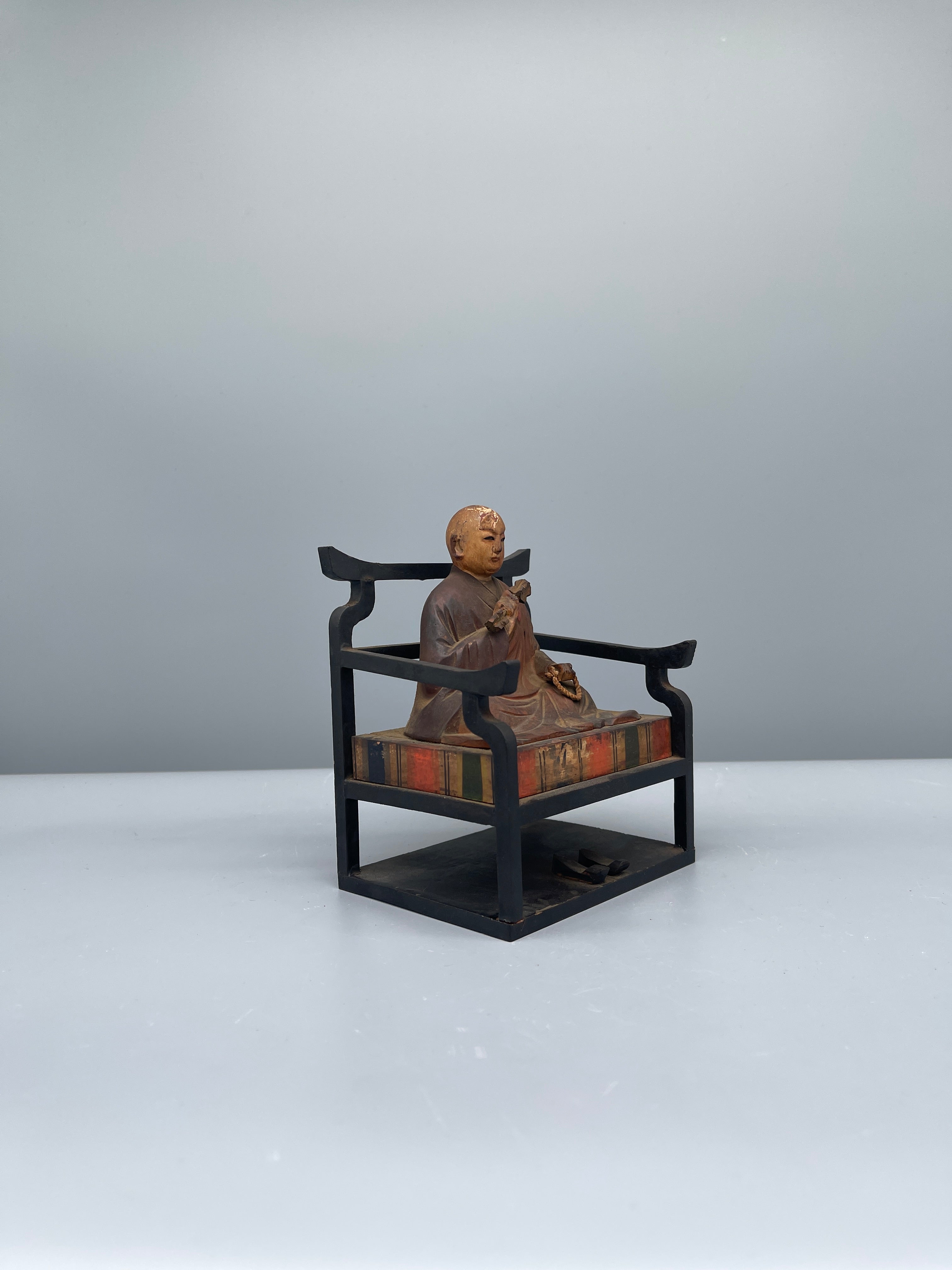 Antique Japanese Hand Carved Statue of Kobo Daishi | Meiji