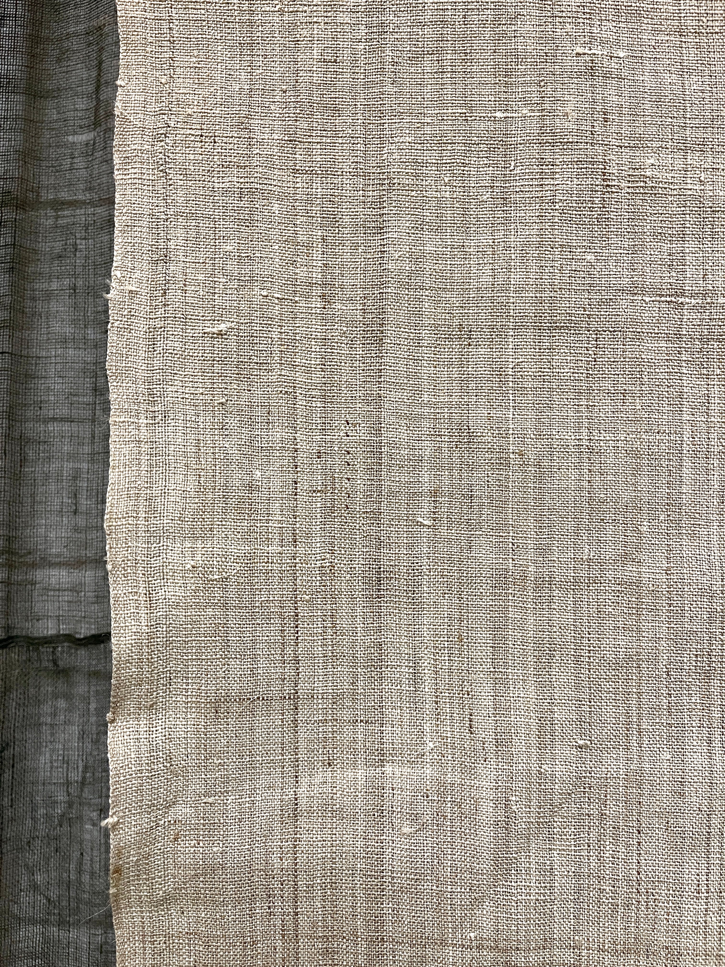 Vintage Japanese Hemp Noren, Panelled Curtain