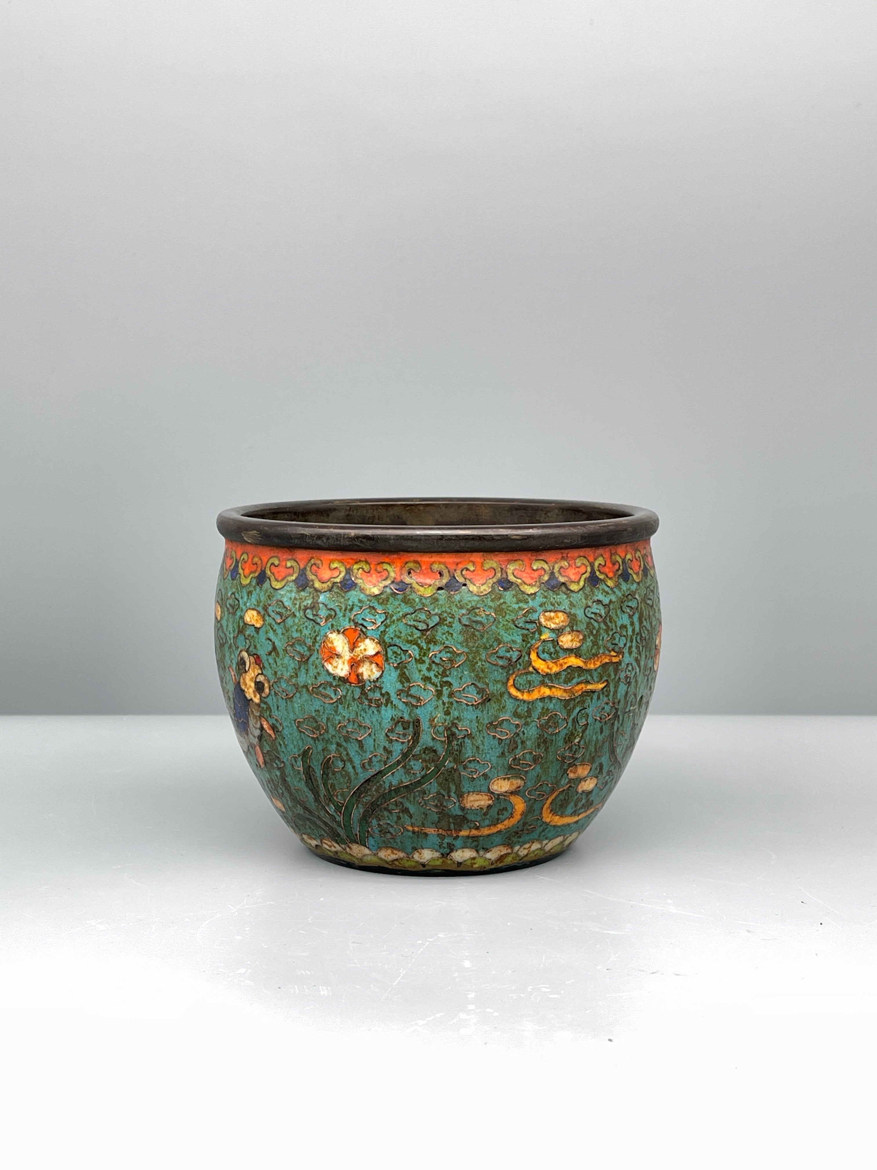 Vintage Chinese Cloisonne Bronze Bowl