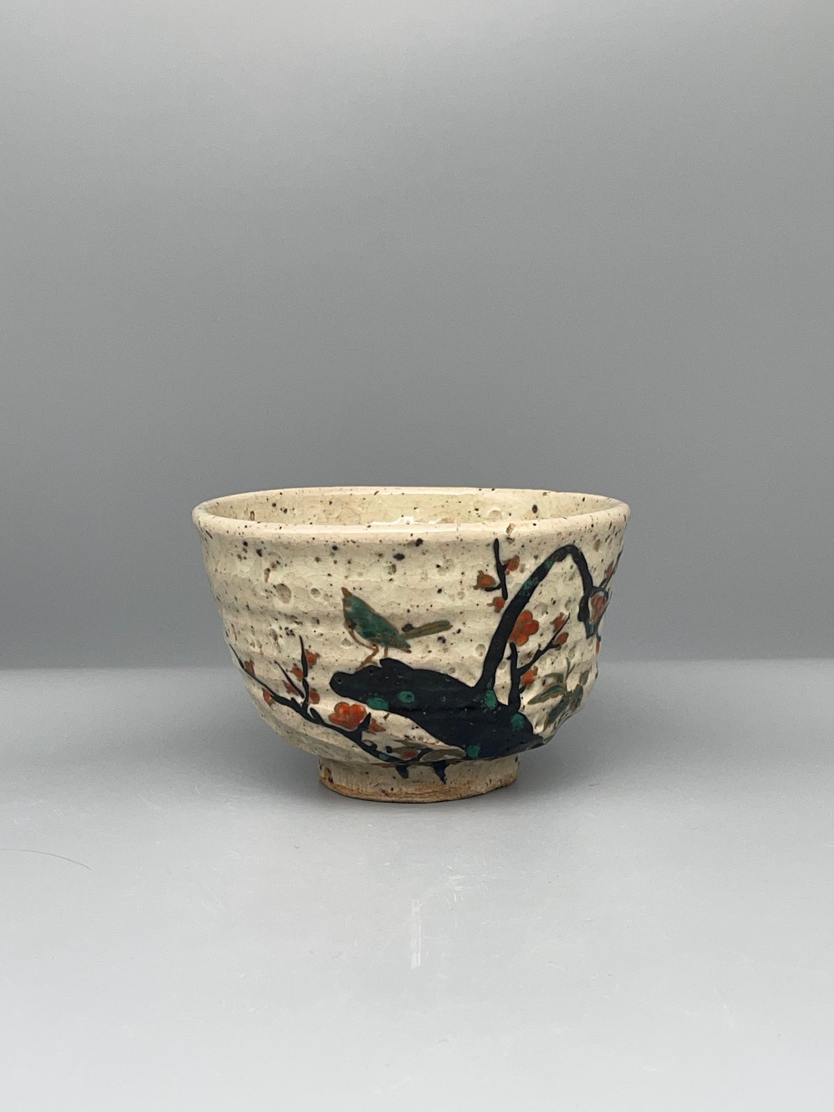 Vintage Japanese Matcha Bowl, Chawan - Plum and Bird