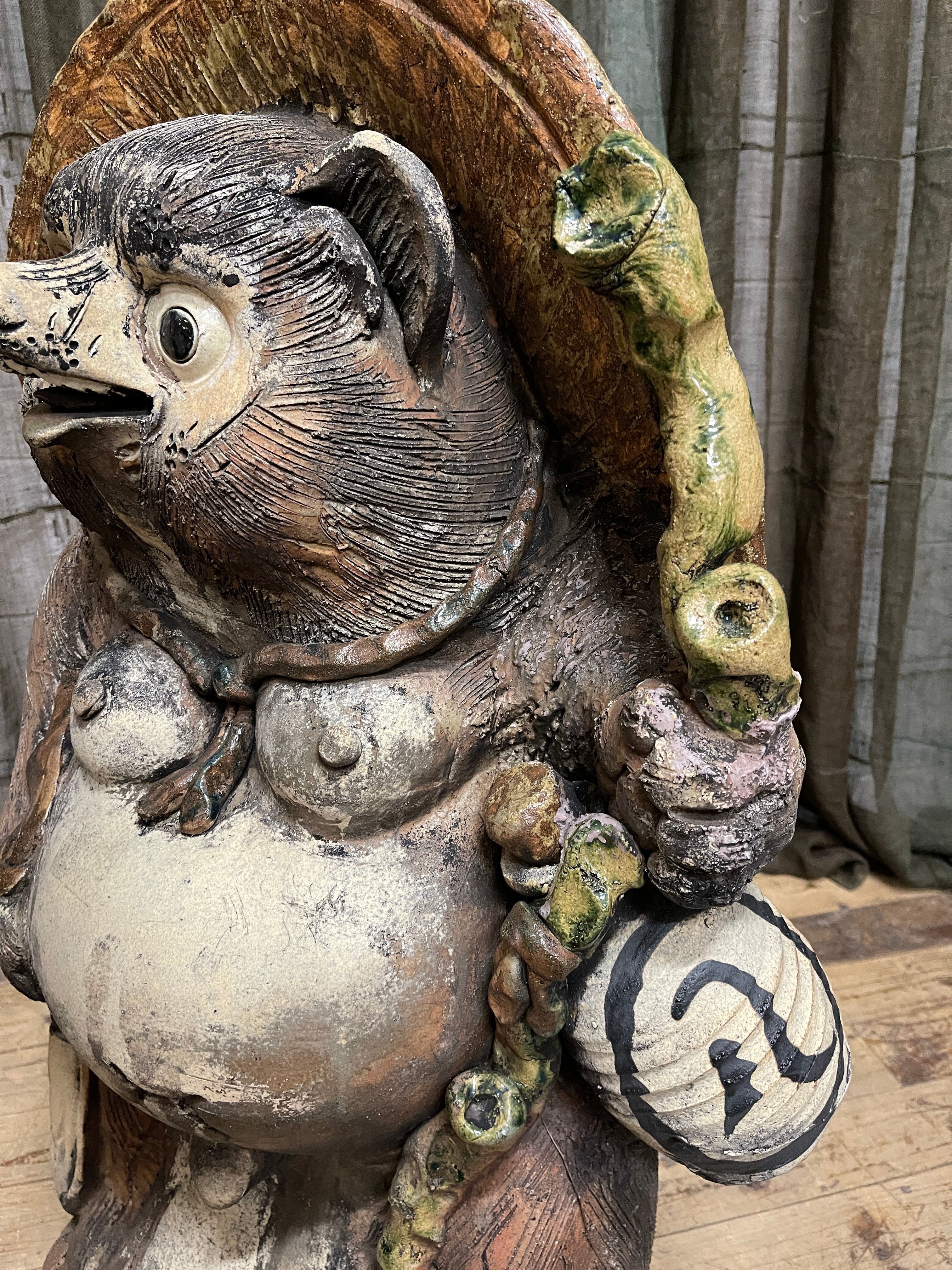 Large Vintage Tanuki Statue, Hand-Crafted