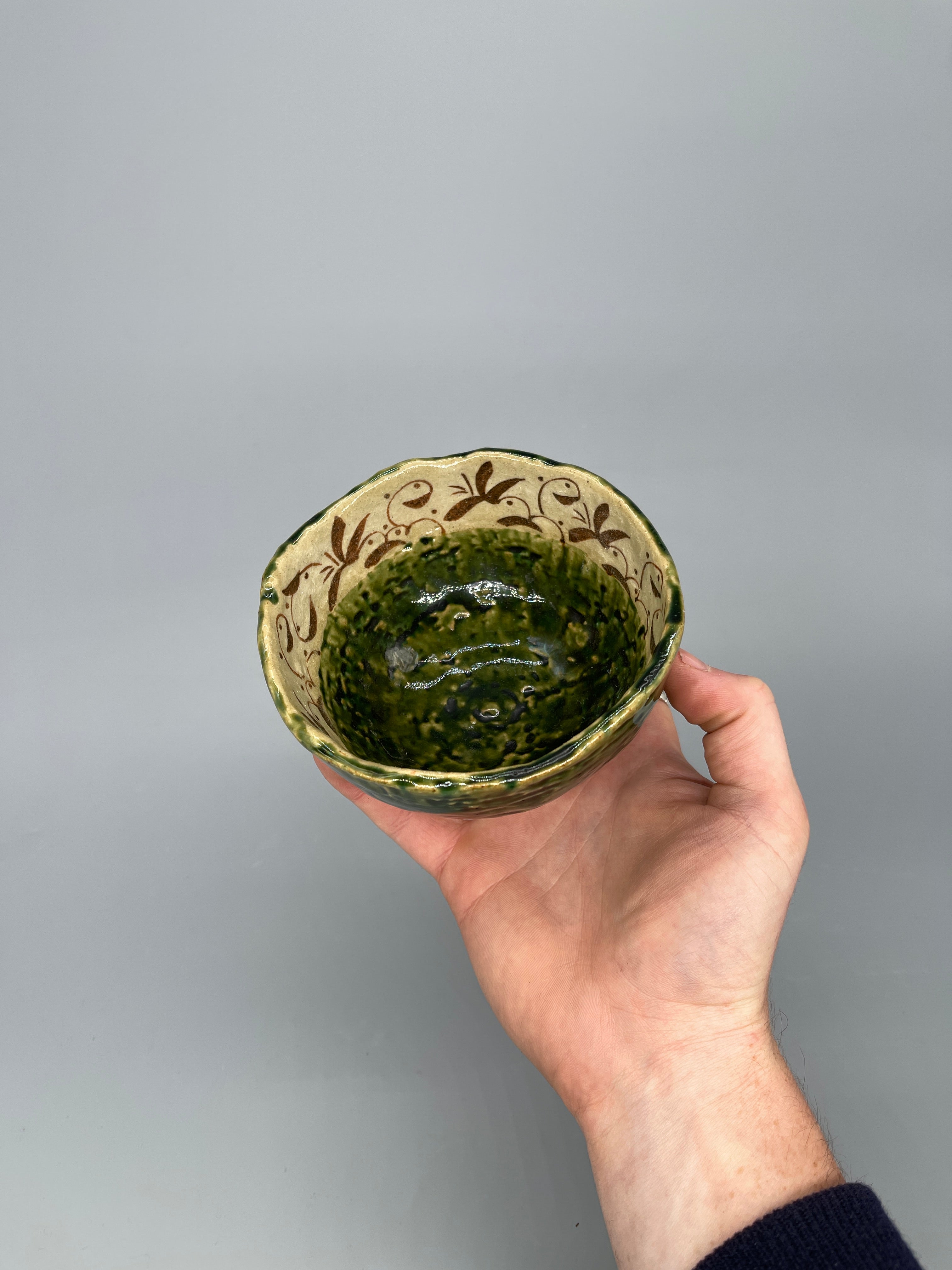 Vintage Japanese Matcha Bowl, Chawan - Oribe Glaze