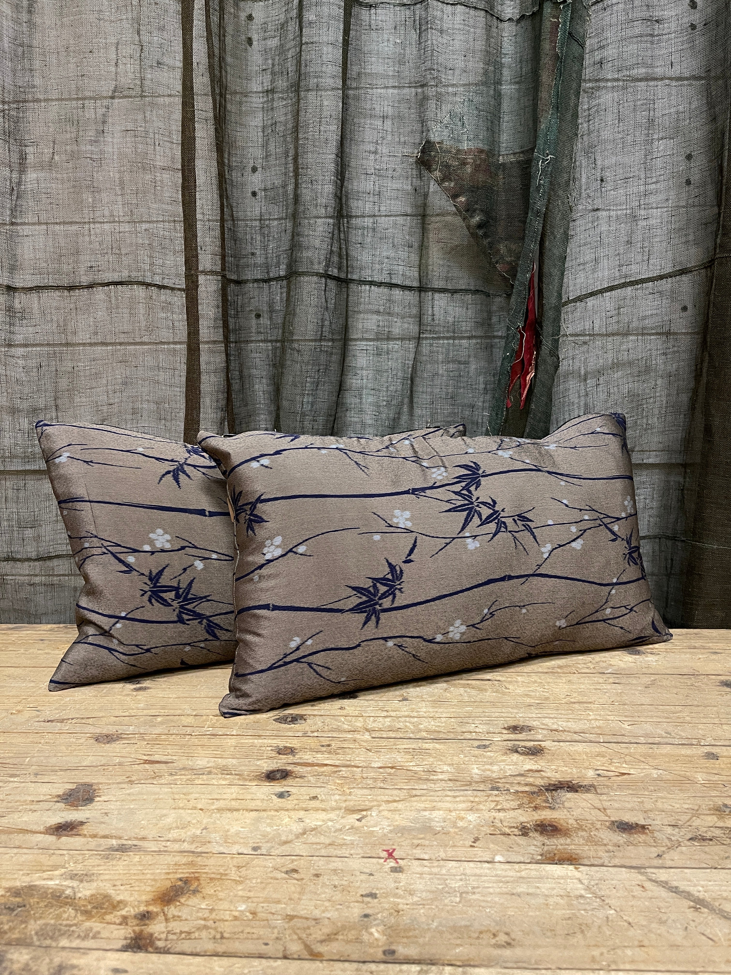 Rectangular Cushions Covered with Japanese Vintage Silk